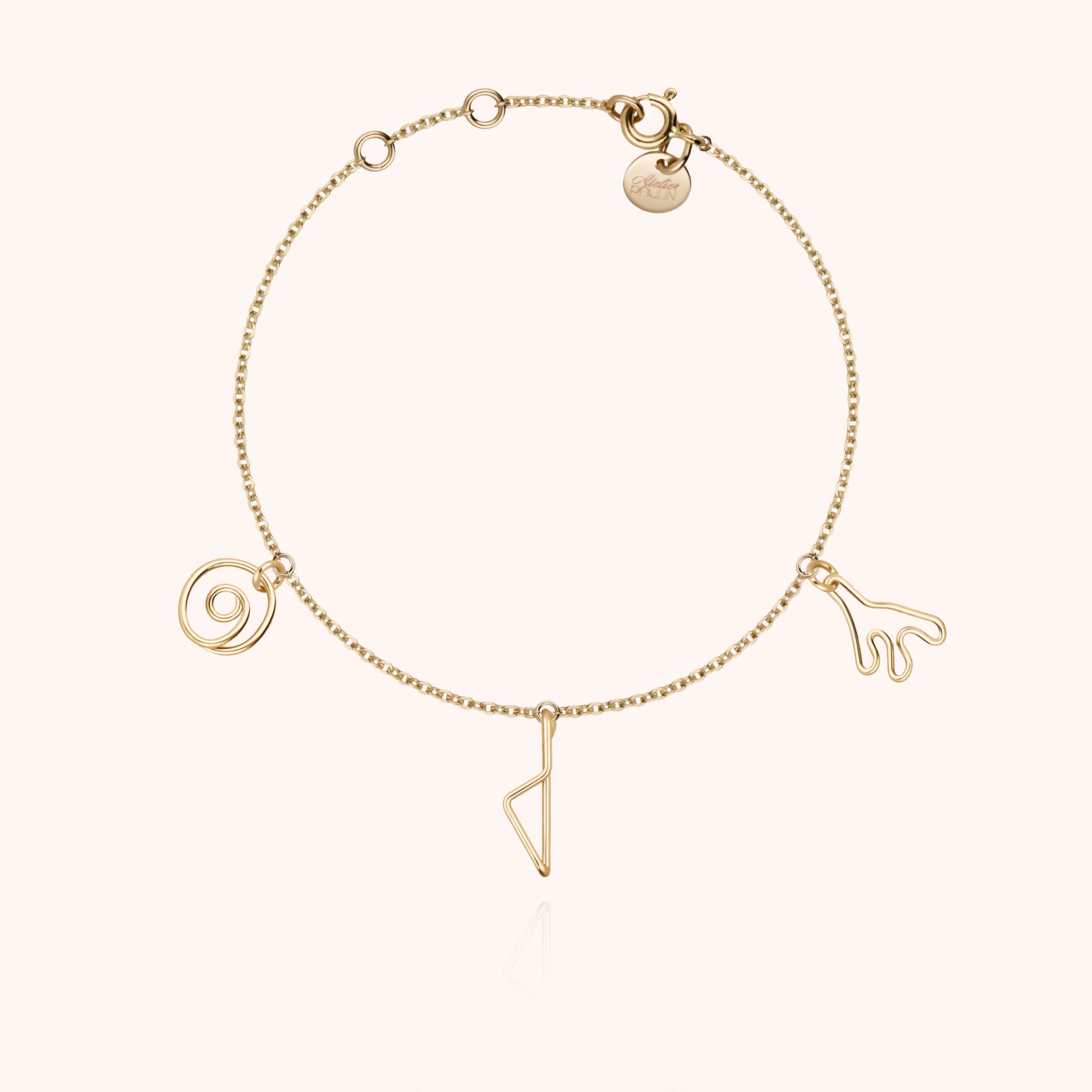Bracelet Charms Trio Corsica - or jaune laminé