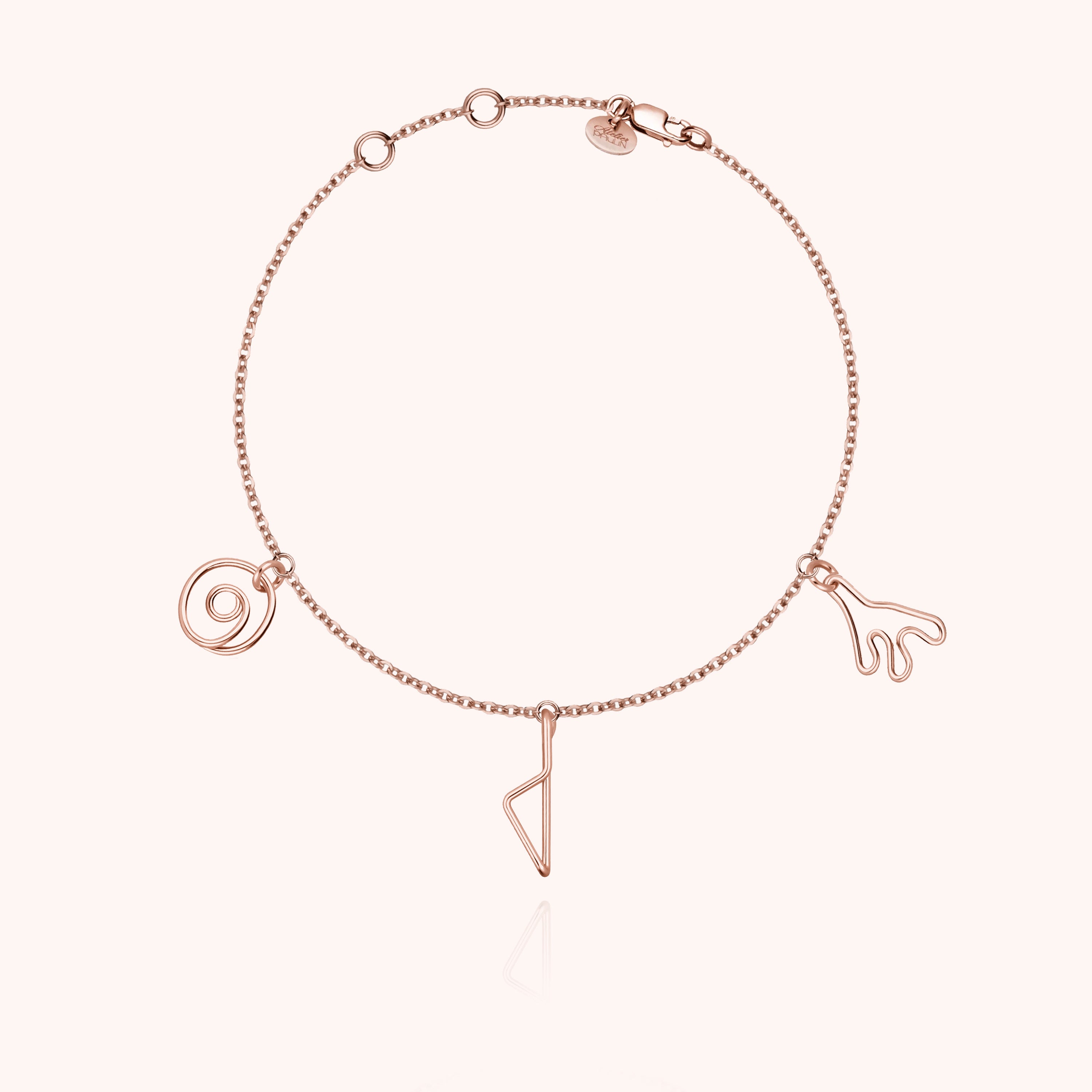 Bracelet Charms Trio Corsica - or rose laminé