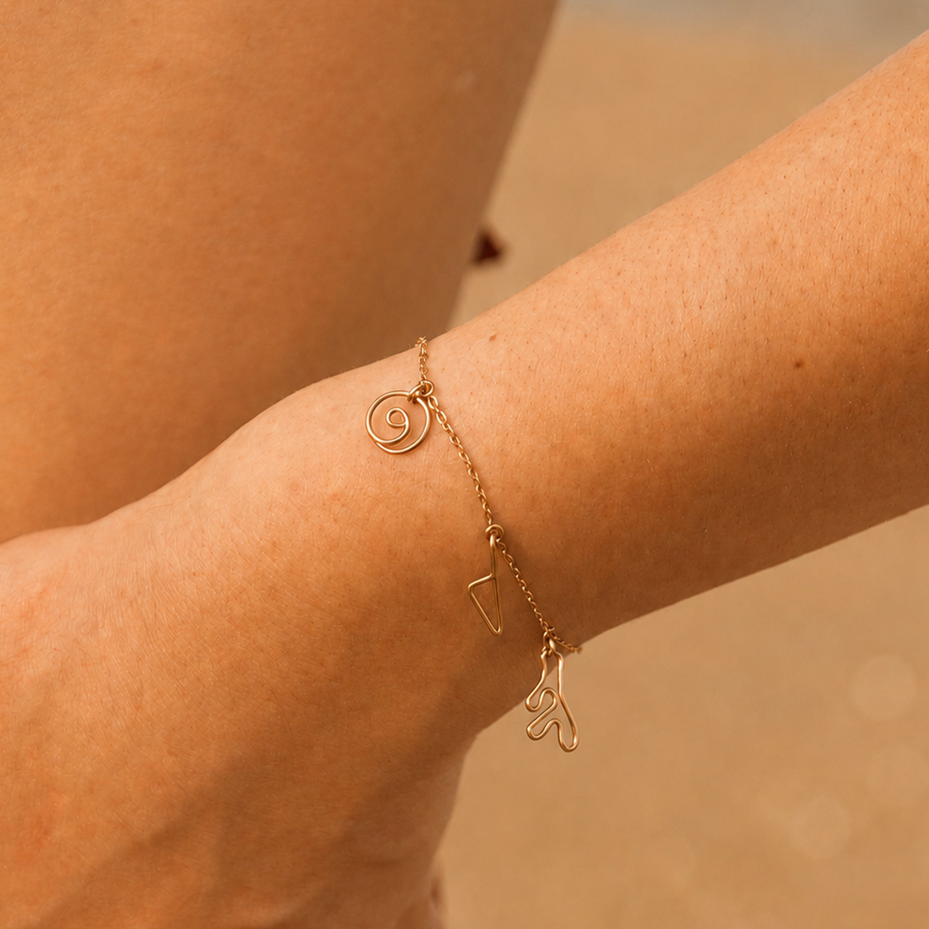 Bracelet Charms Trio Corsica - or jaune laminé
