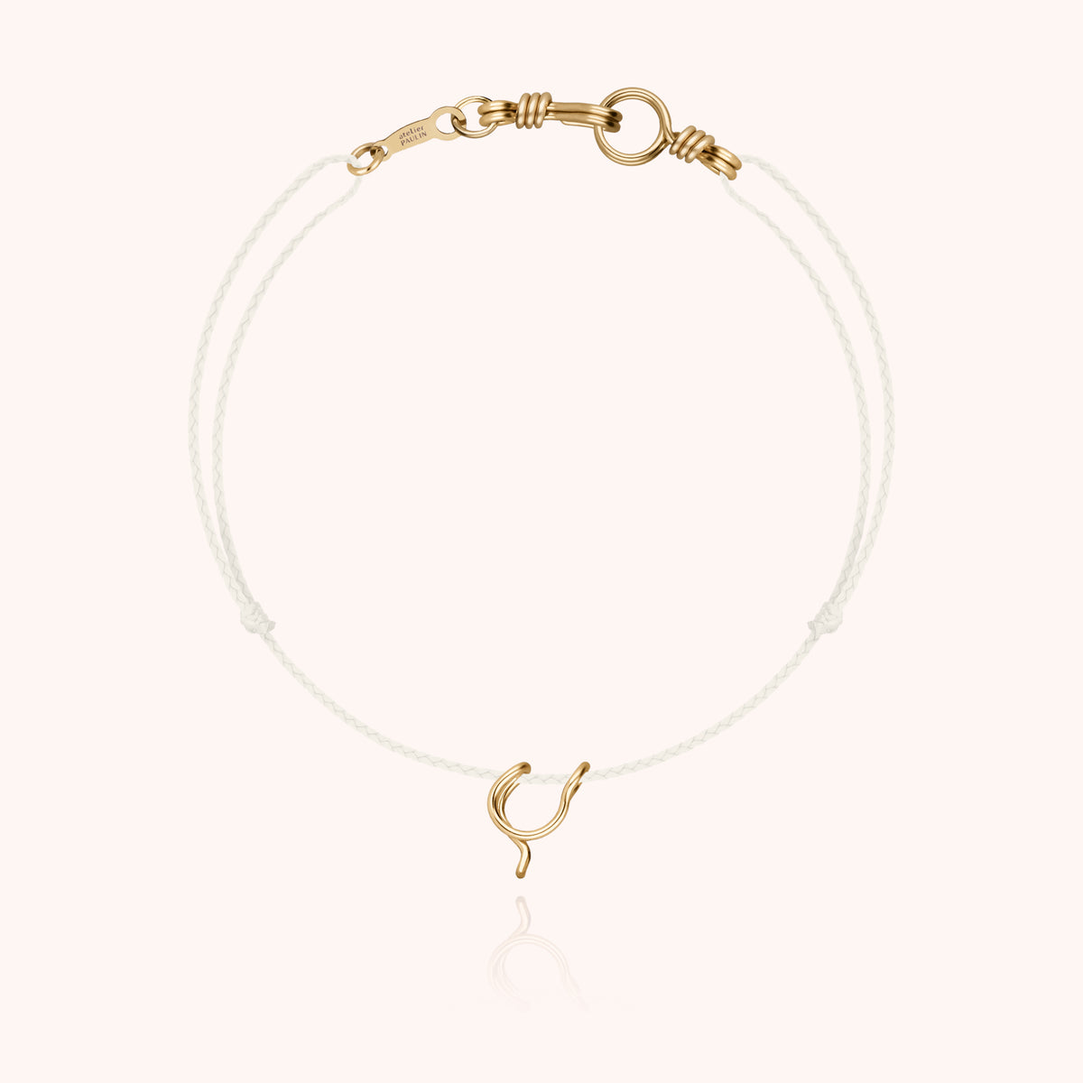 Bracciale Cordino Fosforescente Iniziale Mini Attache moi « C » in filo d'oro giallo 18kt