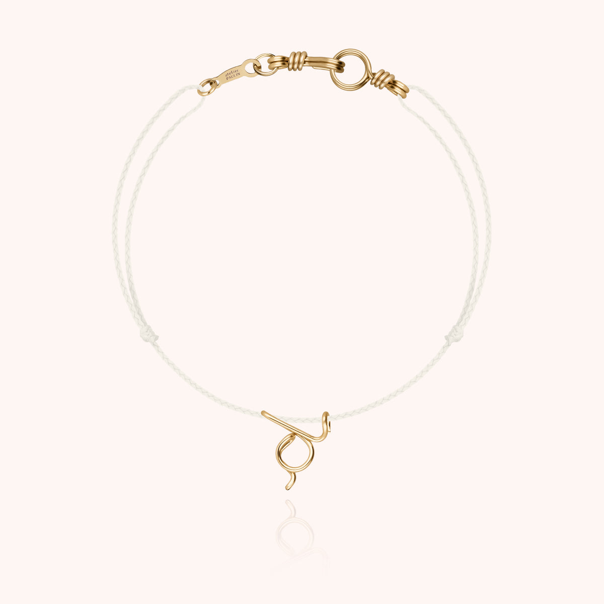 Bracciale Cordino Fosforescente Iniziale Mini Attache moi « D » in filo d'oro giallo 18kt