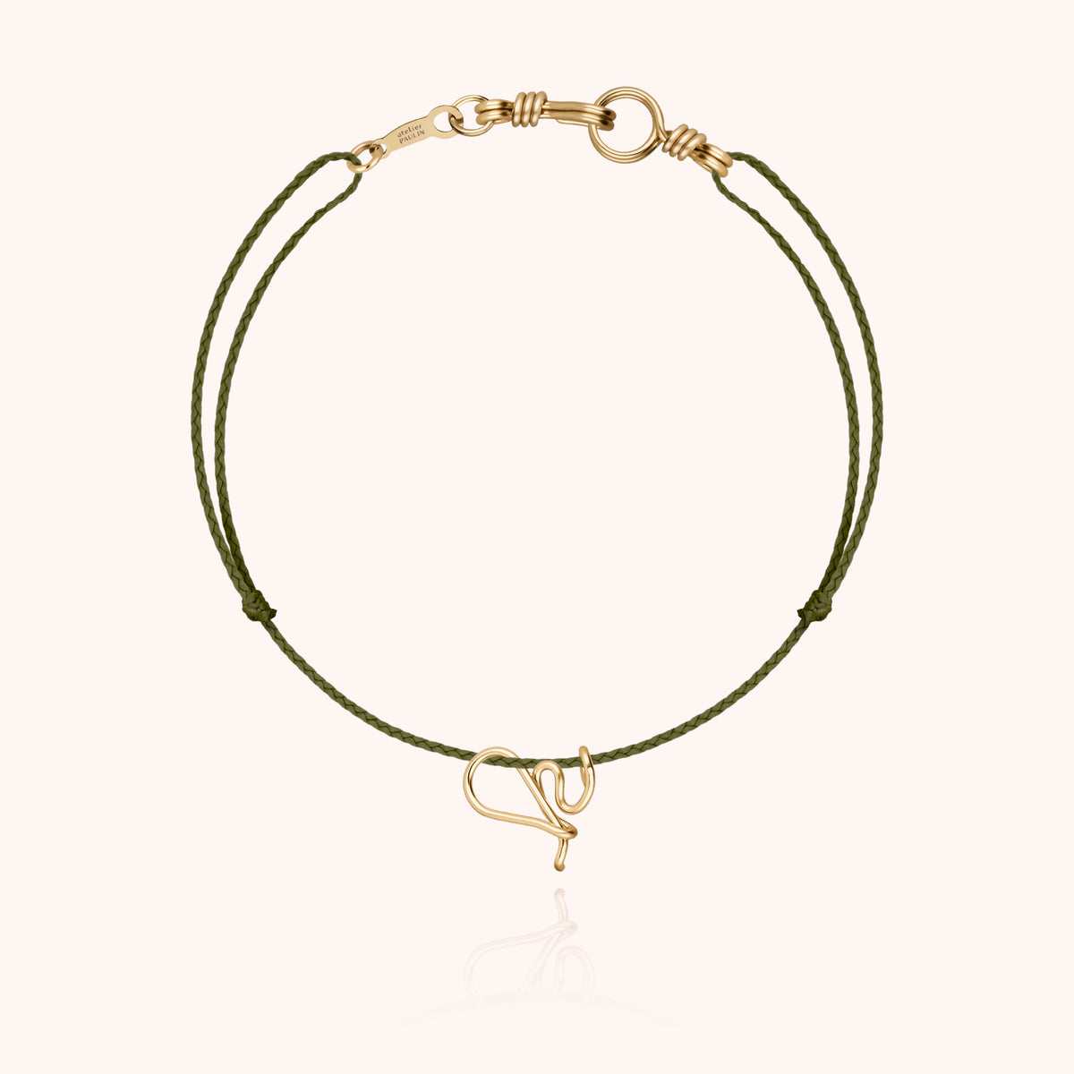Armband Kordel Initiale Mini Attache moi aus gelbem Goldfilled — personalisierbares Armband Atelier Paulin