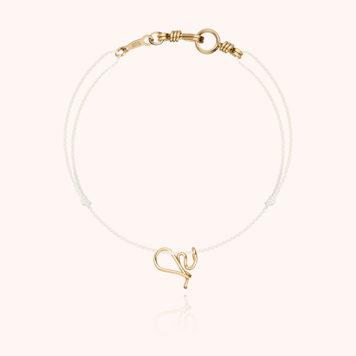Bracciale Cordino Fosforescente Iniziale Mini Attache moi « K » in filo d'oro giallo 18kt
