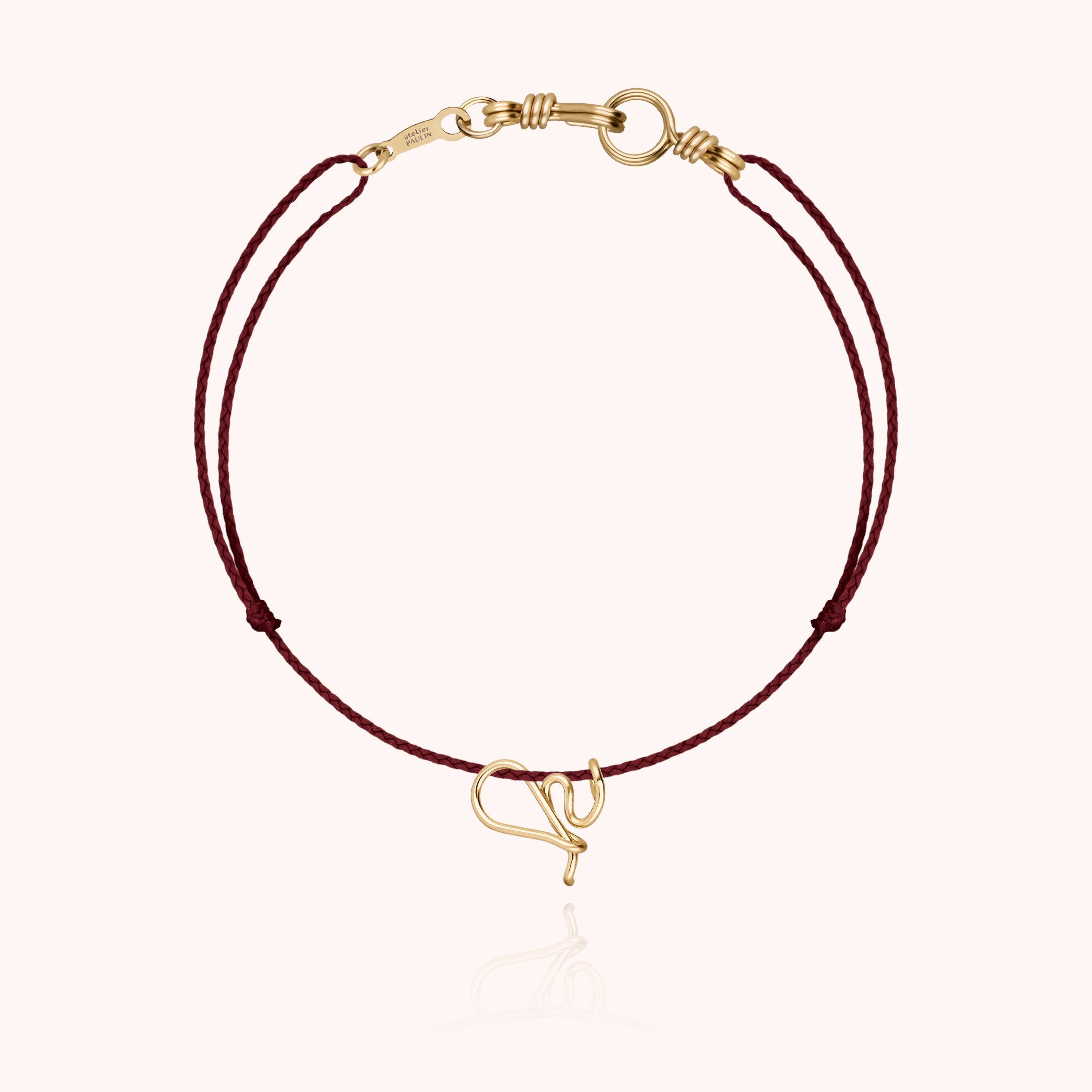 Attache moi Initiale Cord Bracelet - 18k yellow gold 
