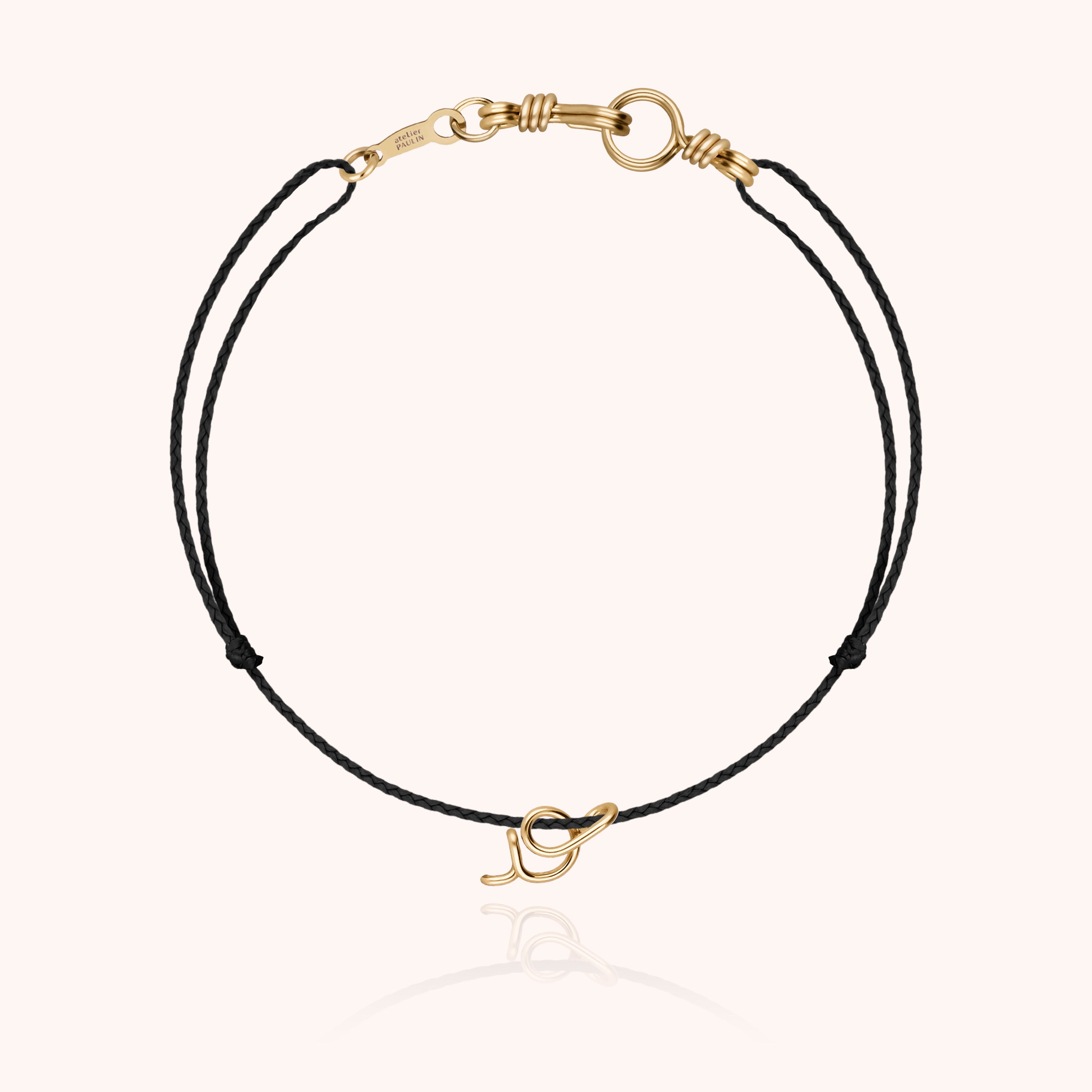 Attache moi Initiale Cord Bracelet - 18k yellow gold 