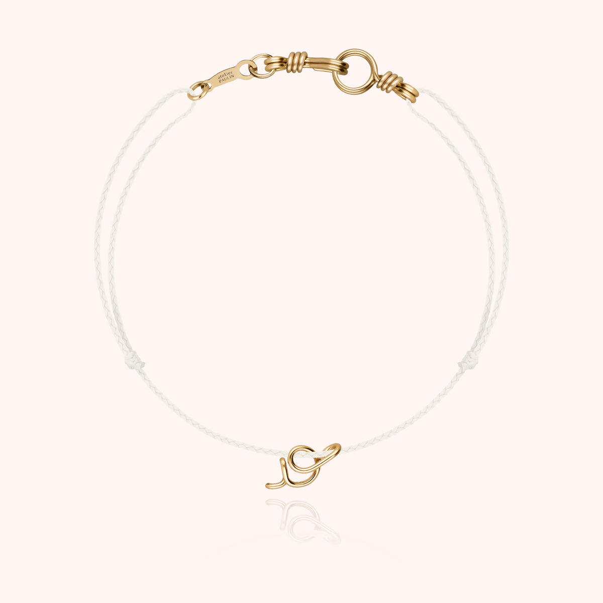 Bracciale Cordino Fosforescente Iniziale Mini Attache moi « O » in filo d'oro giallo 18kt