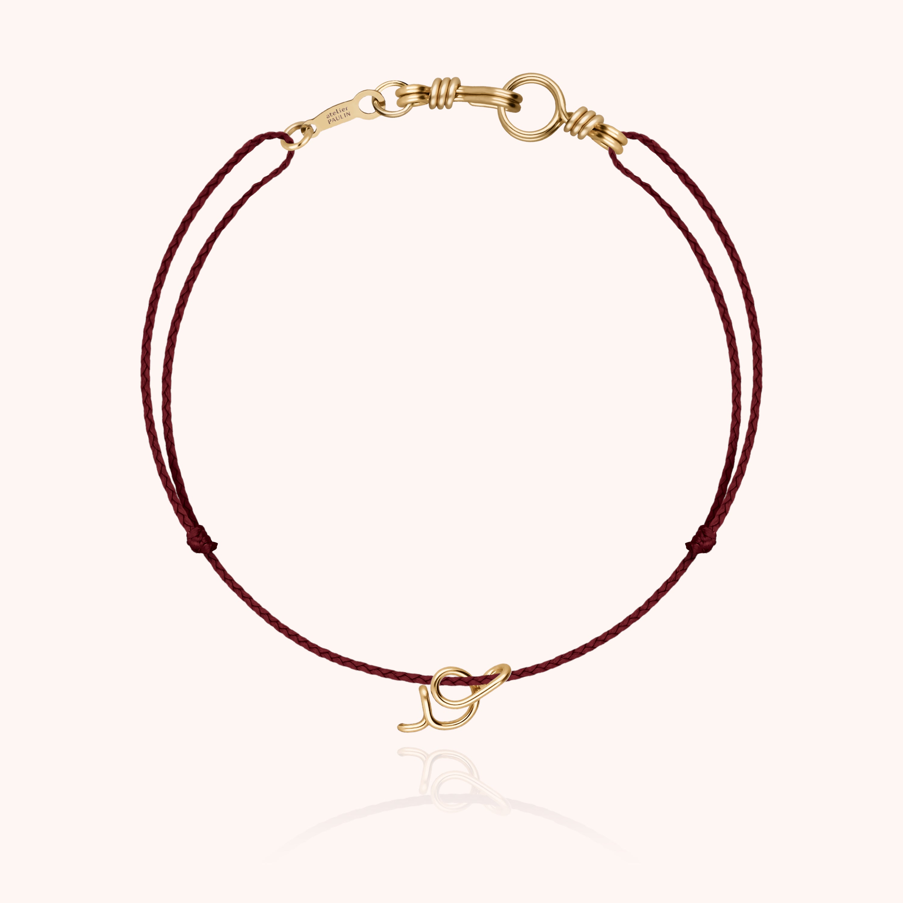Attache moi Initiale Cord Bracelet - 18k yellow gold 