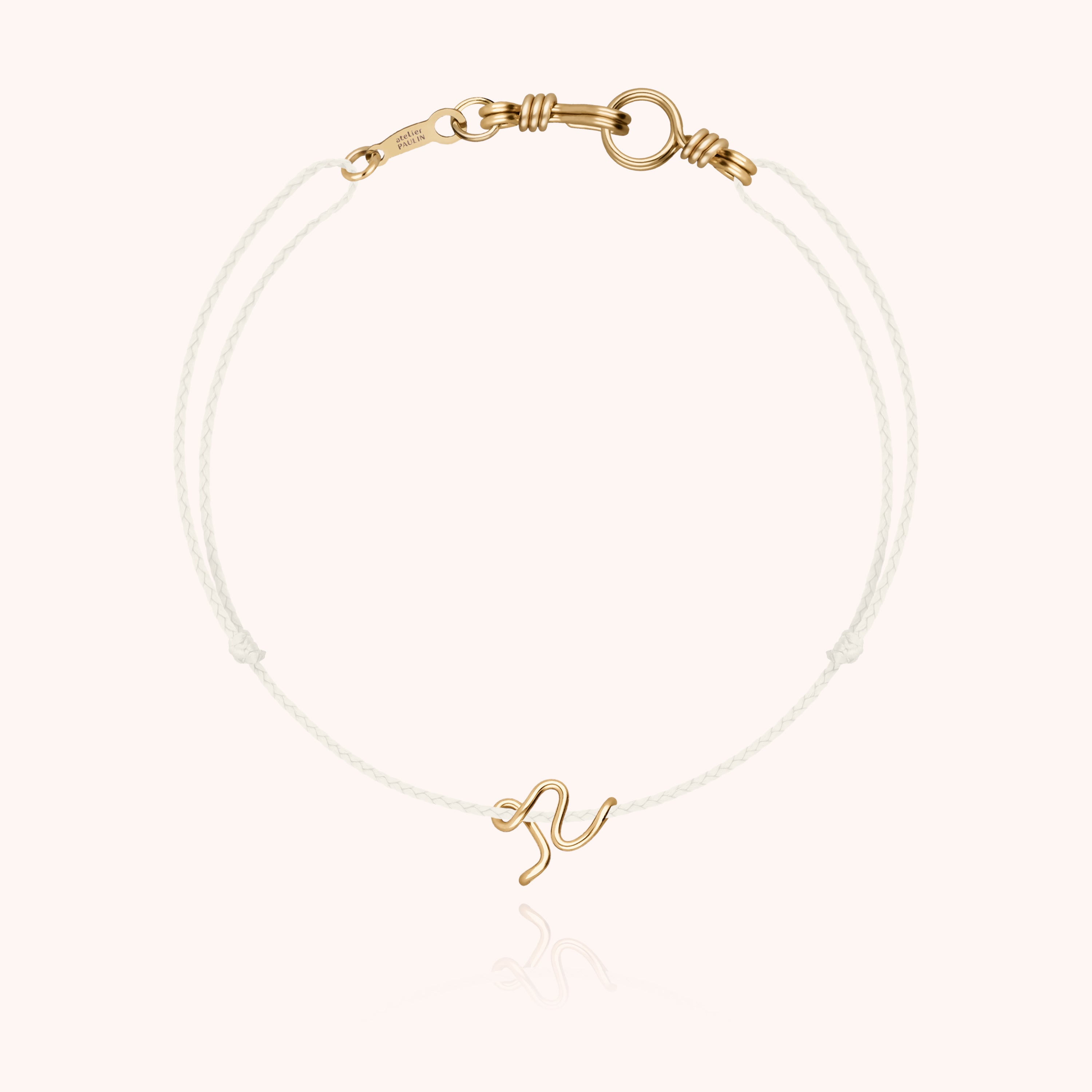 Attache moi Initiale Cord Bracelet - 18k yellow gold 
