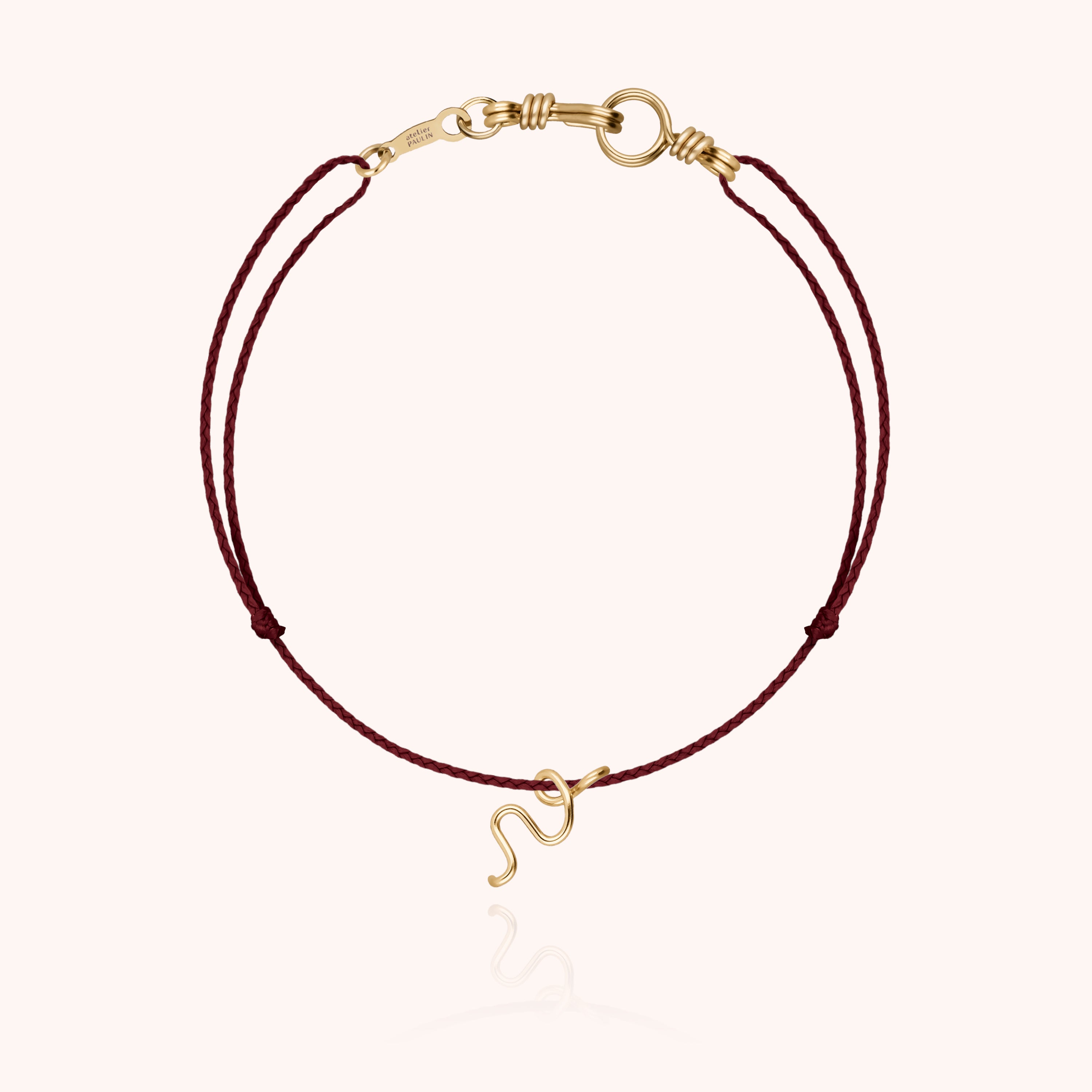 Attache moi Initiale Cord Bracelet - 18k yellow gold 