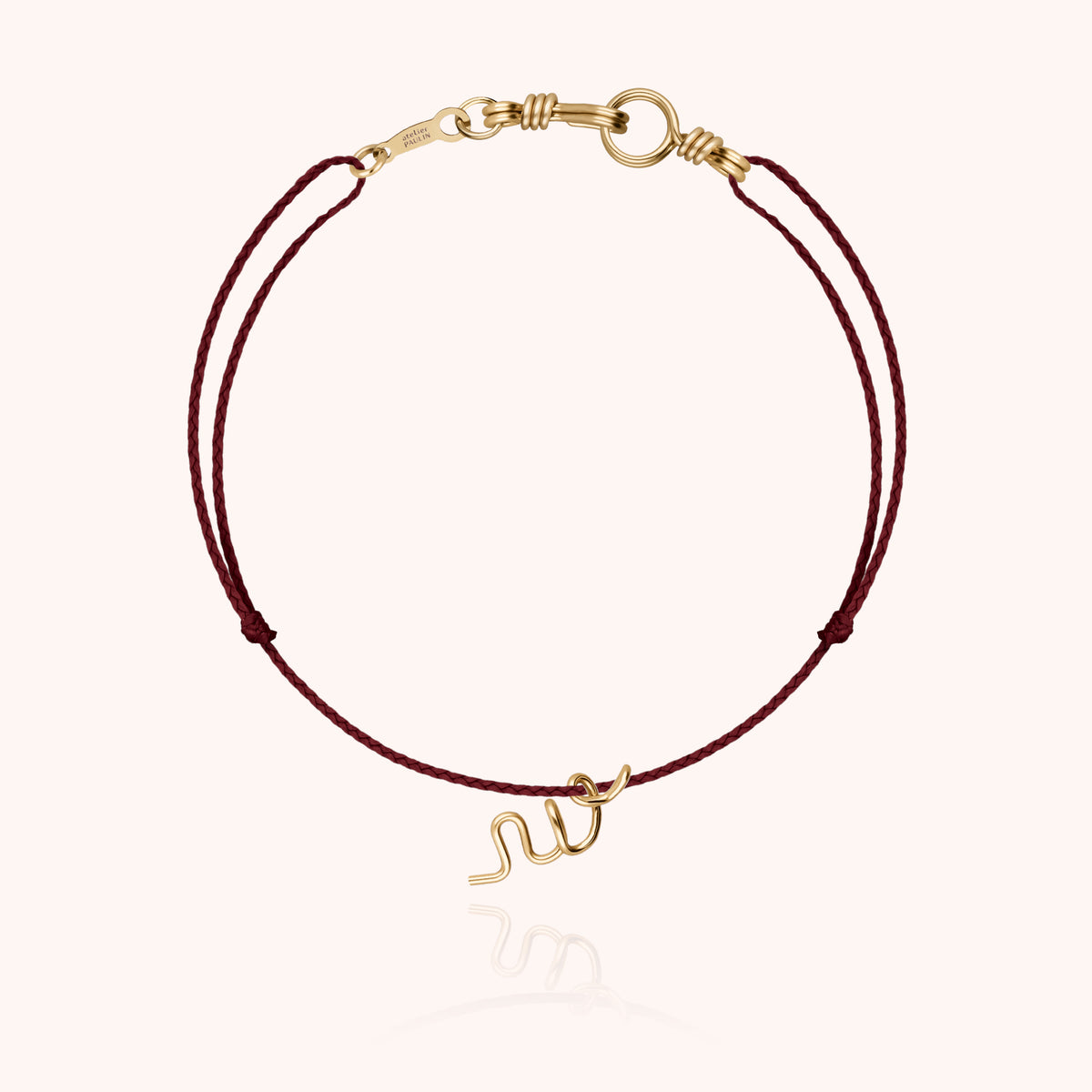 Armband Kordel Initiale Mini Attache moi aus gelbem Goldfilled — personalisierbares Armband Atelier Paulin