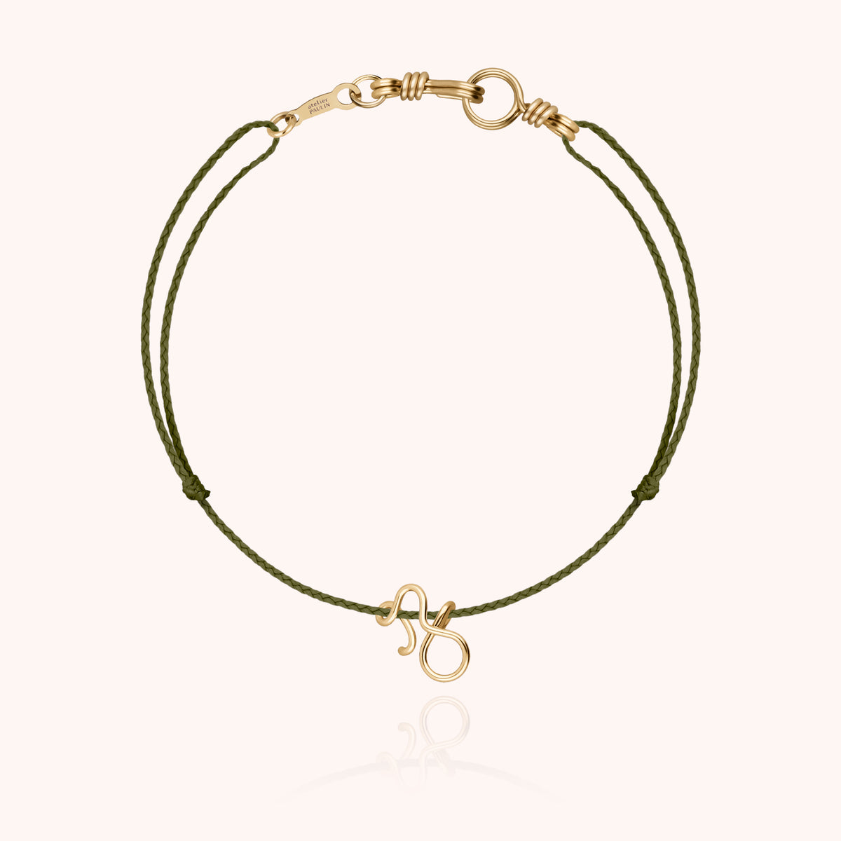 Armband Kordel Initiale Mini Attache moi aus gelbem Goldfilled — personalisierbares Armband Atelier Paulin