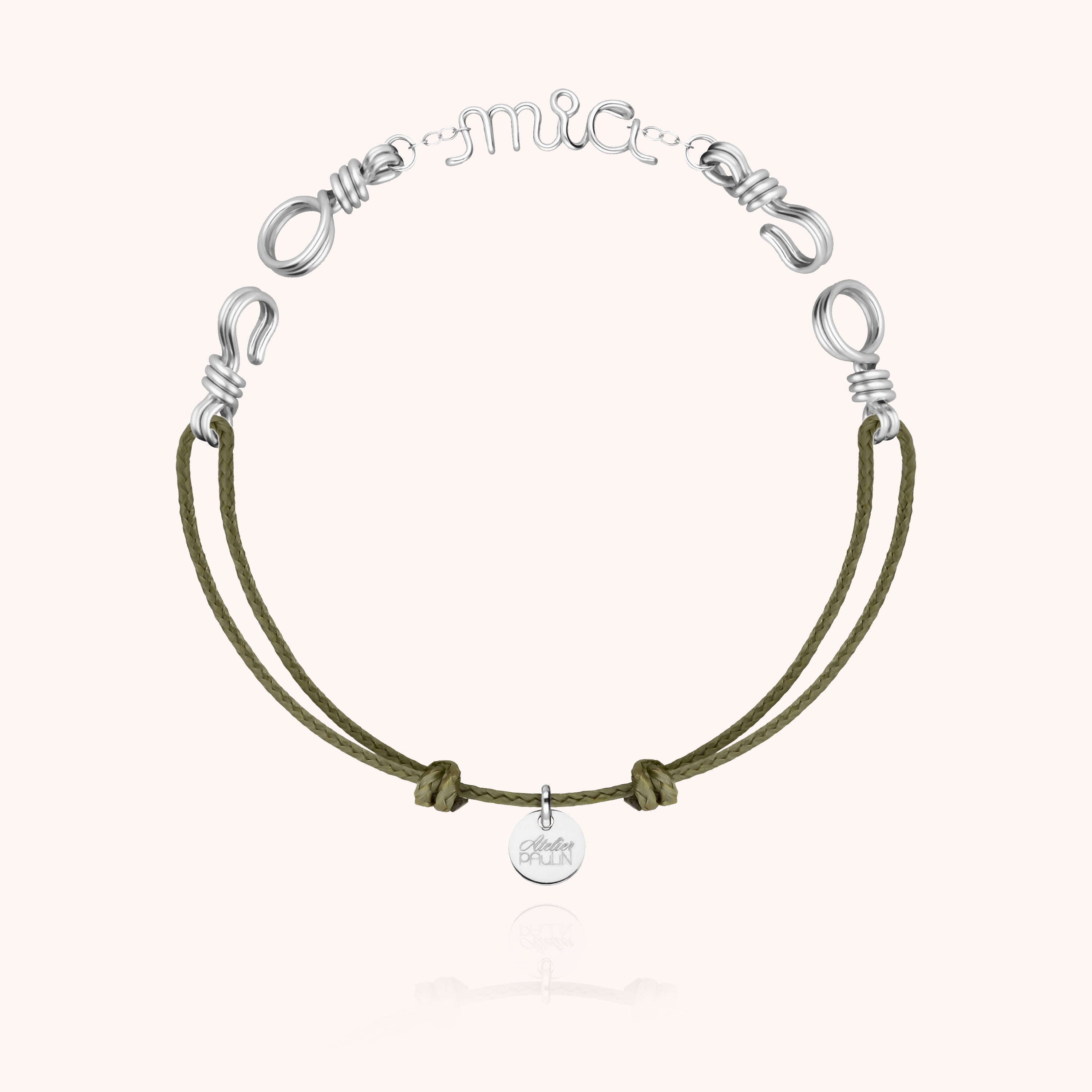 Bracelet Cordon Attache moi Personnalisé - argent