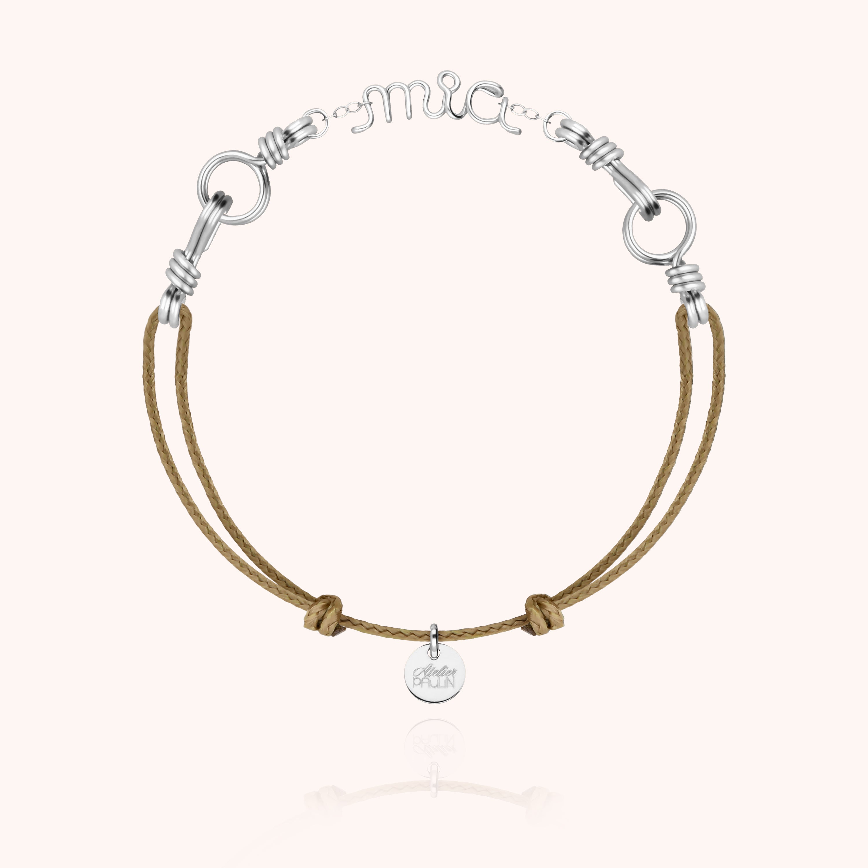 Bracelet Cordon Attache moi Personnalisé - argent