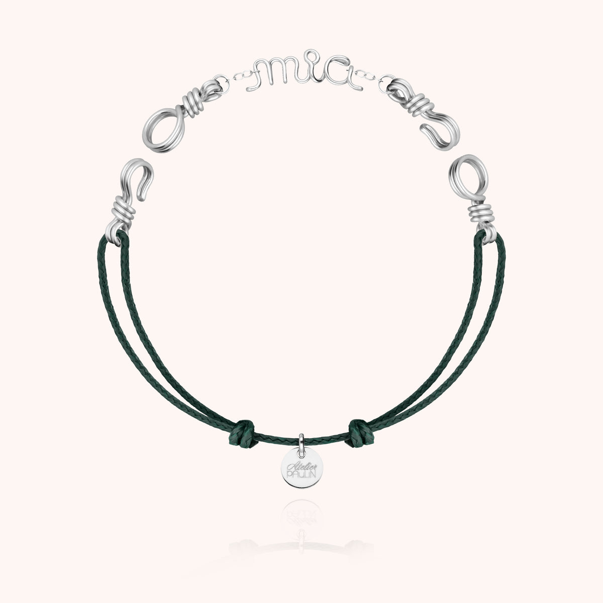 Bracciale Cordino Attache moi Personalizzato in filo d'argento sterling 925