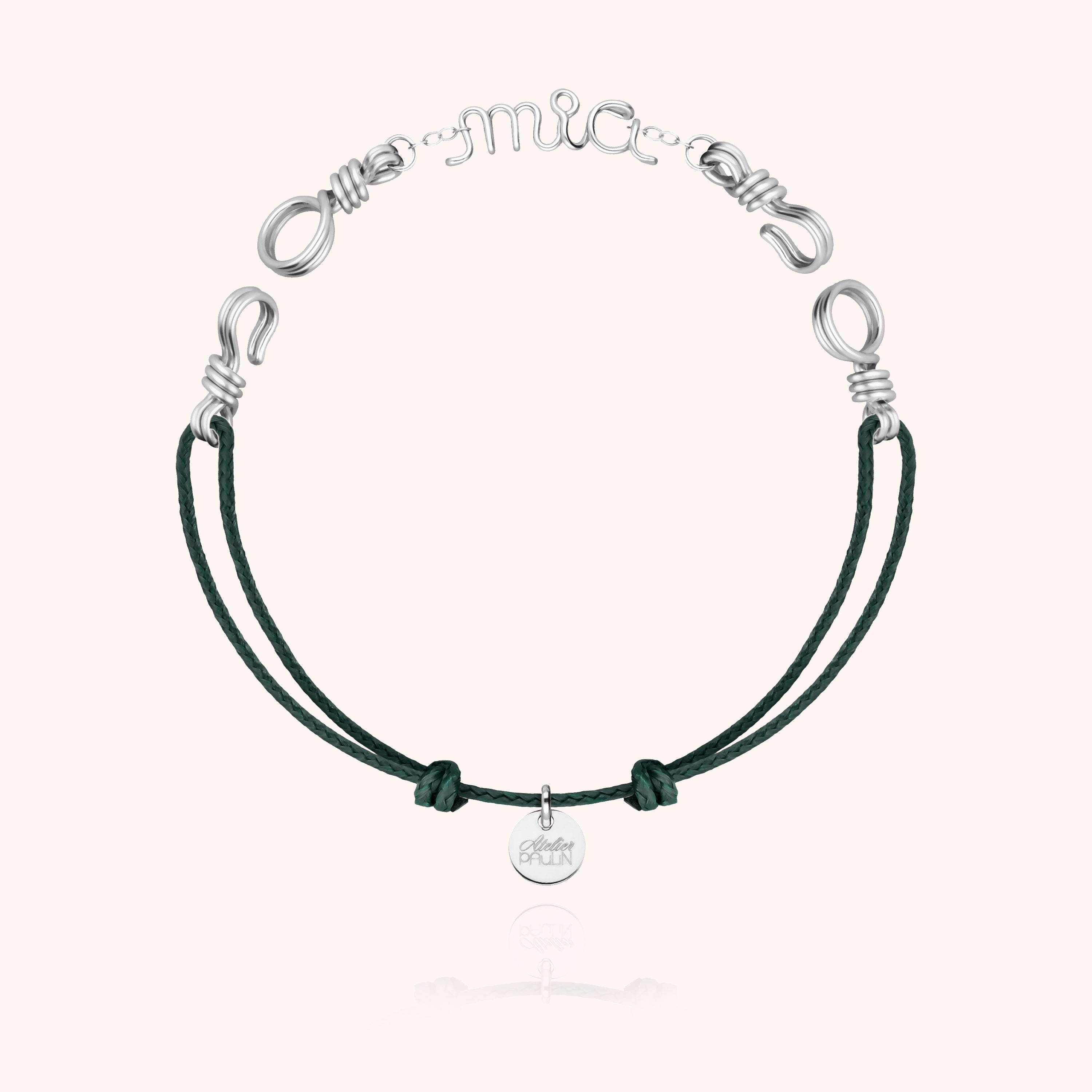 Bracelet Cordon Attache moi Personnalisé - argent