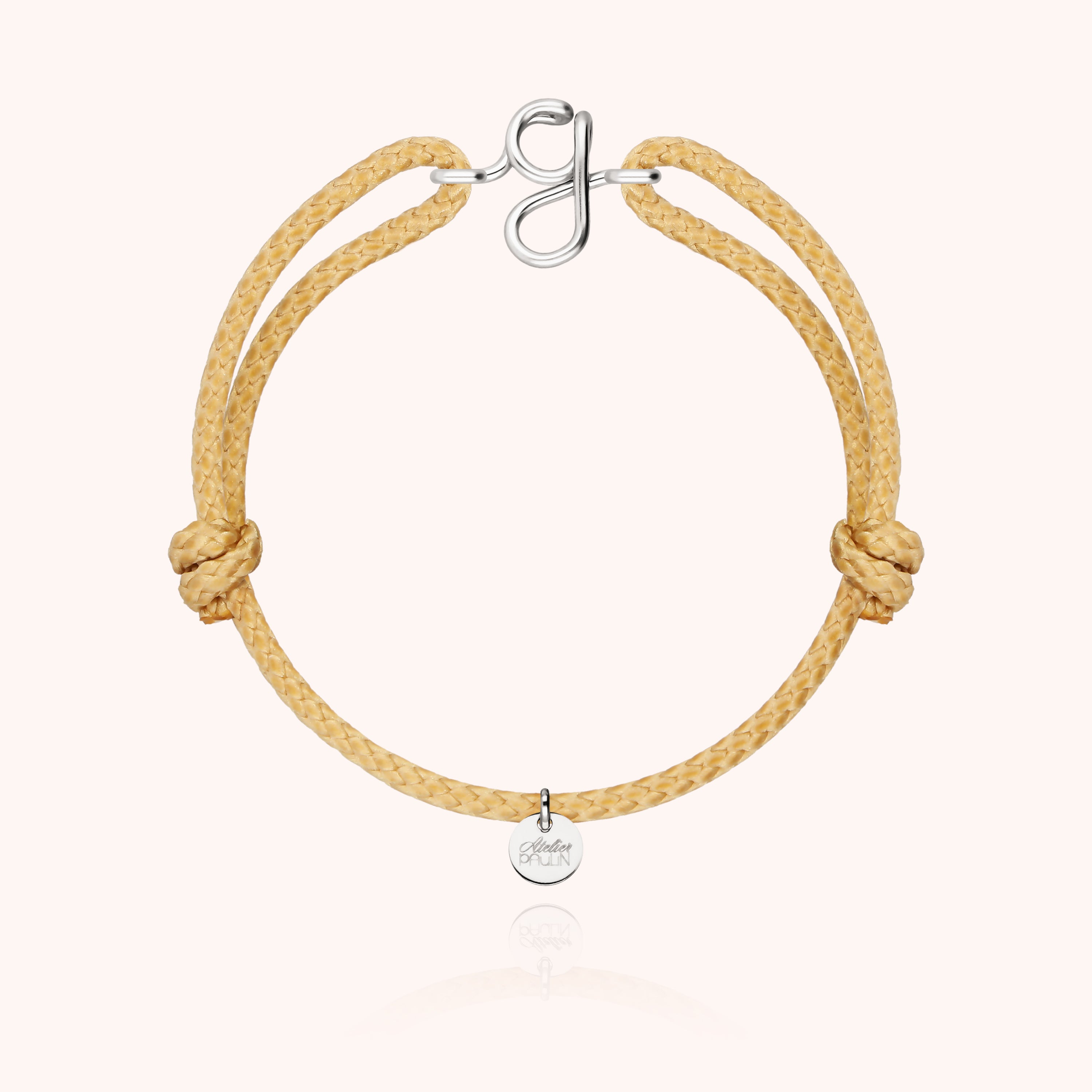 Bracelet Cordon Ciré Initiale Homme - argent