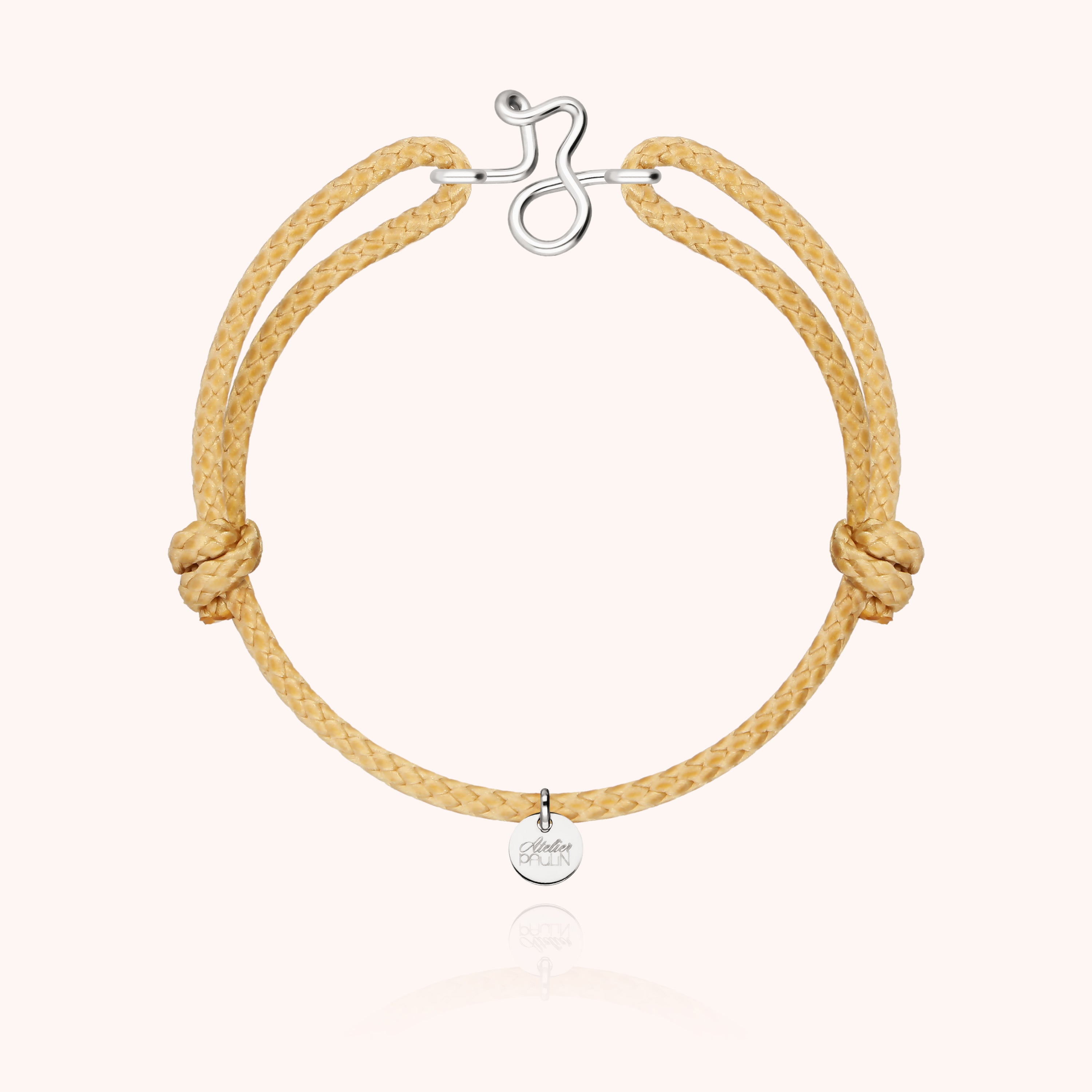 Bracelet Cordon Ciré Initiale Homme - argent