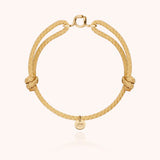 Bracciale Cordino Cerato Iniziale Uomo - oro giallo laminato
