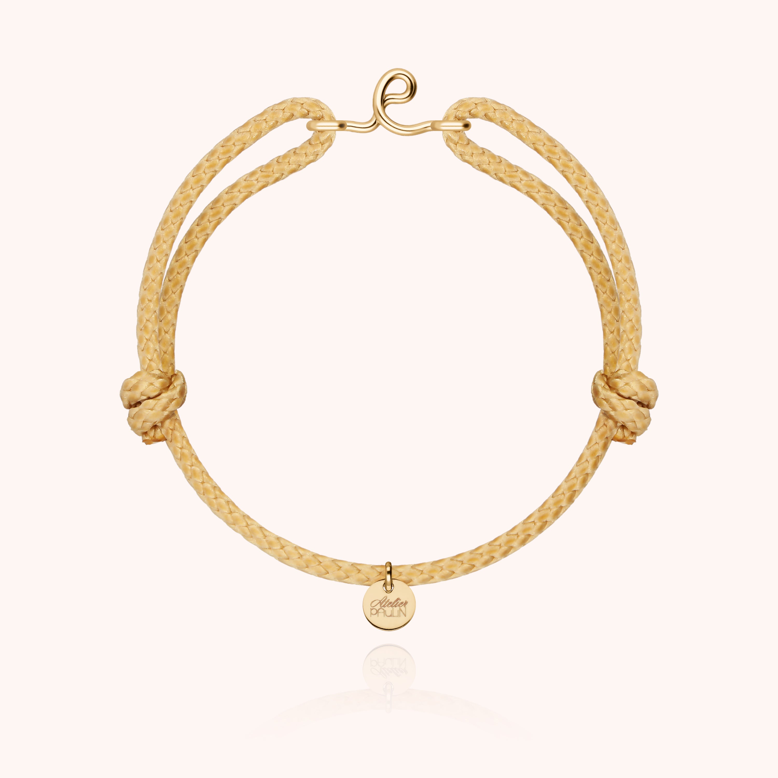 Bracelet Cordon Ciré Initiale Homme - or jaune laminé