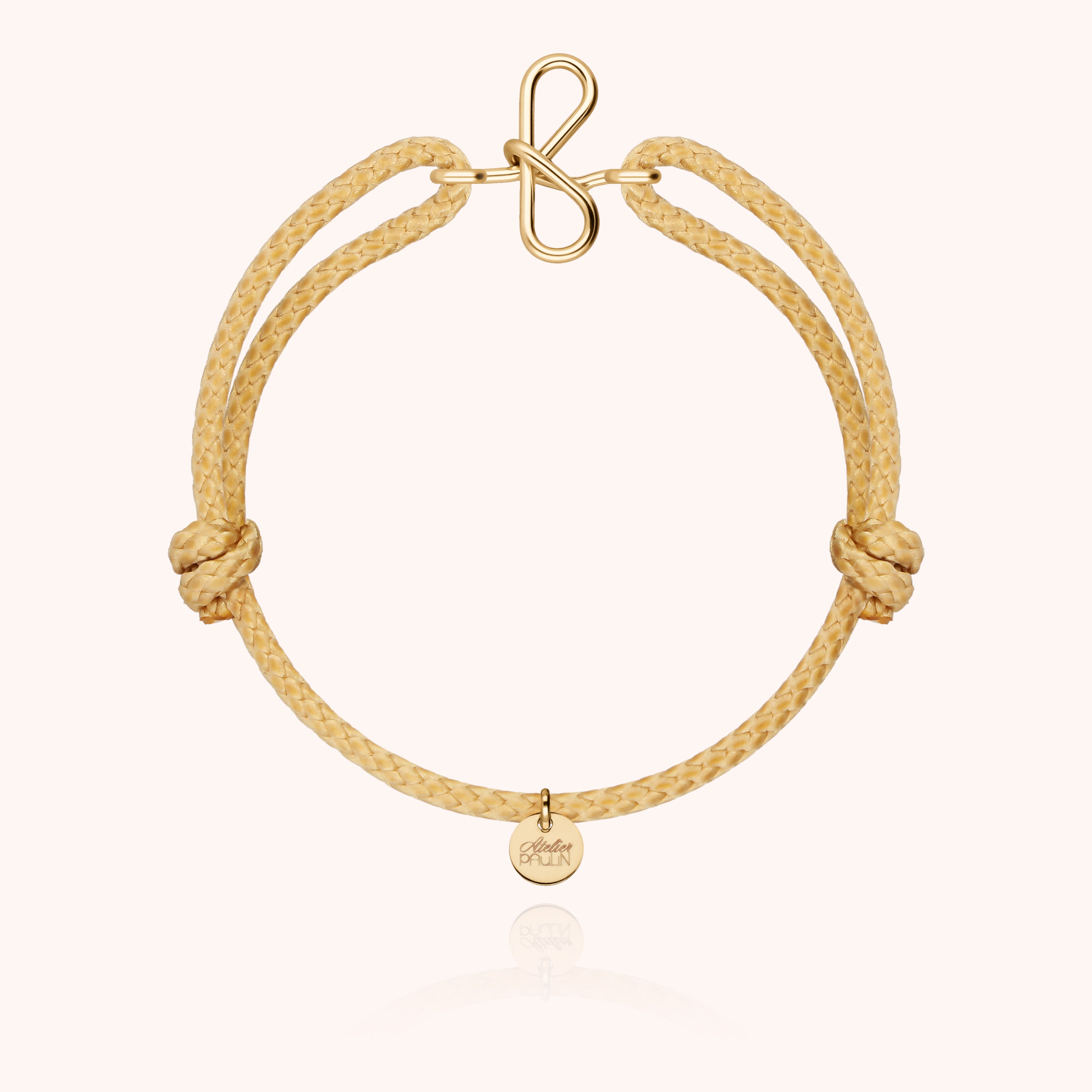 Bracciale Cordino Cerato Iniziale Uomo - oro giallo laminato