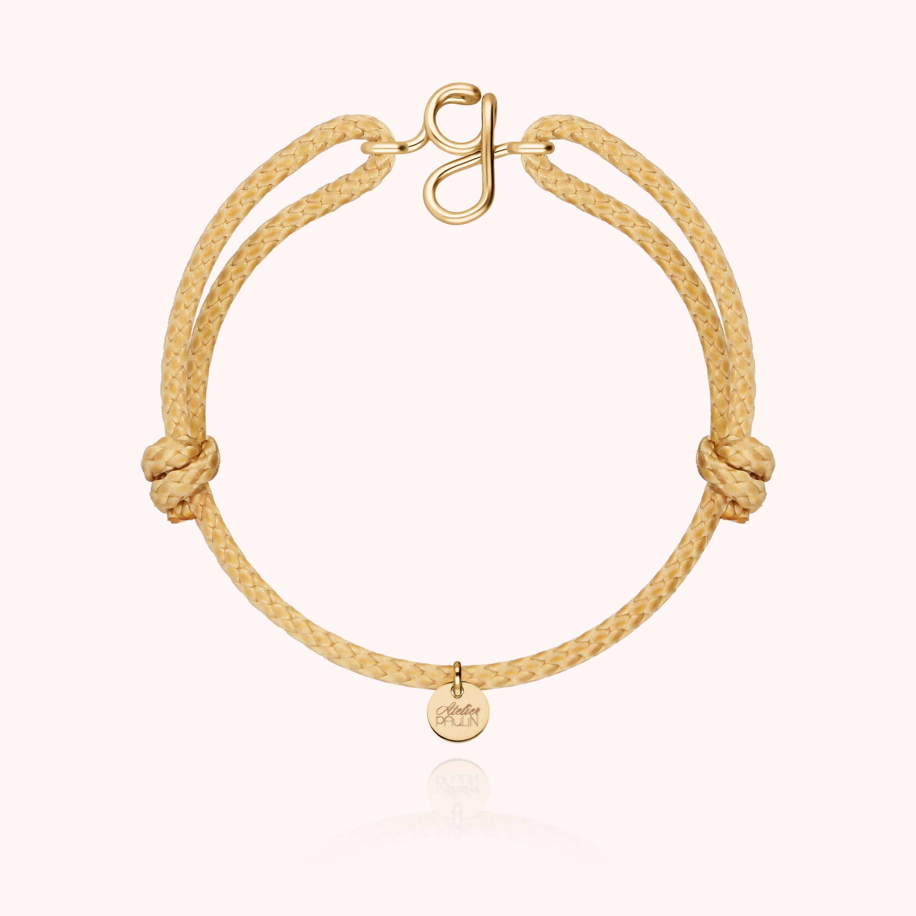 Bracciale Cordino Cerato Iniziale Uomo - oro giallo laminato