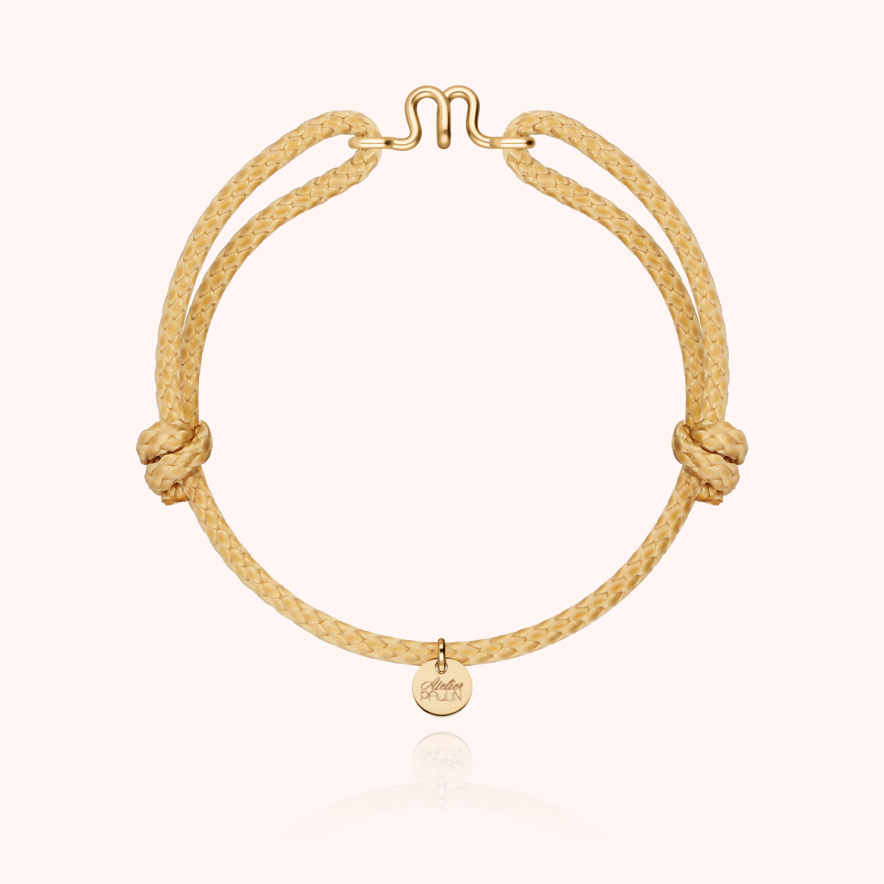 Bracciale Cordino Cerato Iniziale Uomo - oro giallo laminato