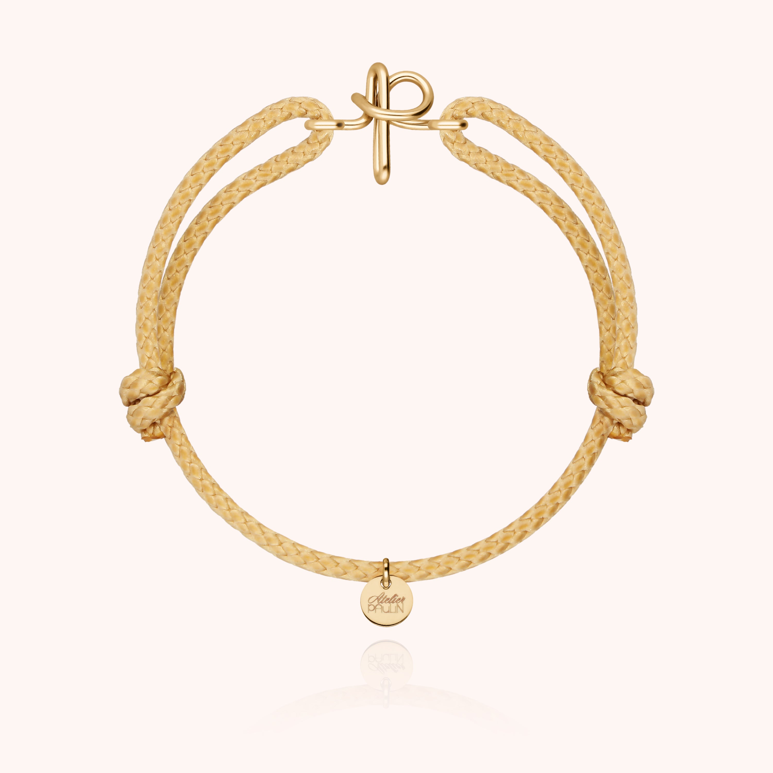 Bracciale Cordino Cerato Iniziale Uomo - oro giallo laminato