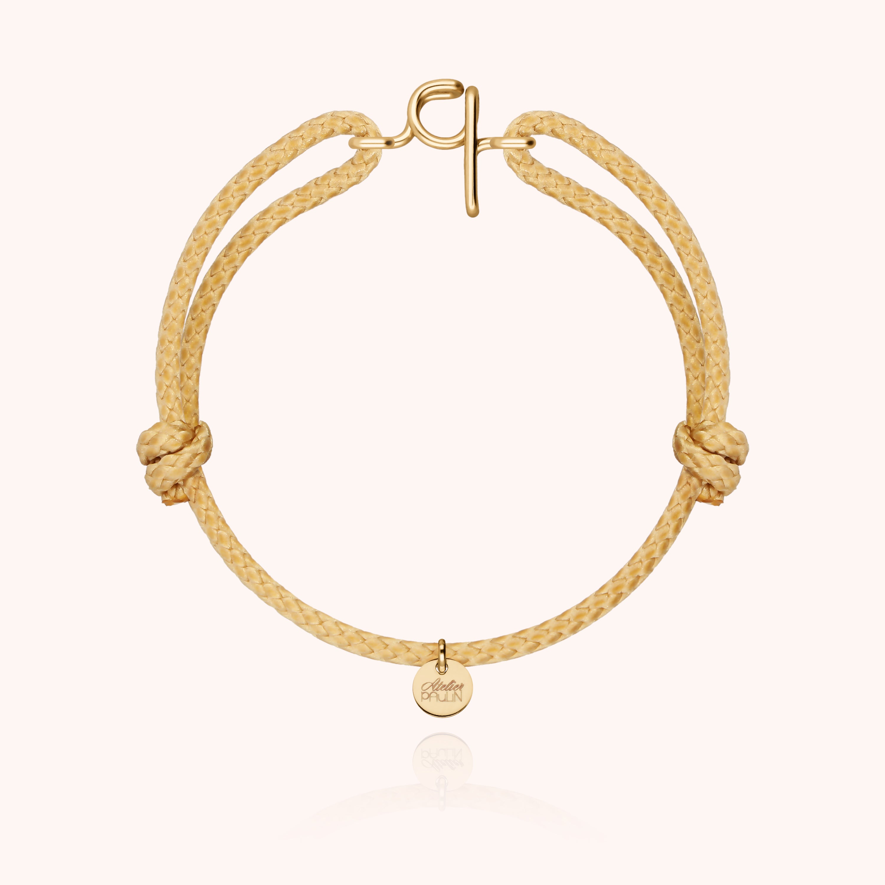 Bracelet Cordon Ciré Initiale Homme - or jaune laminé