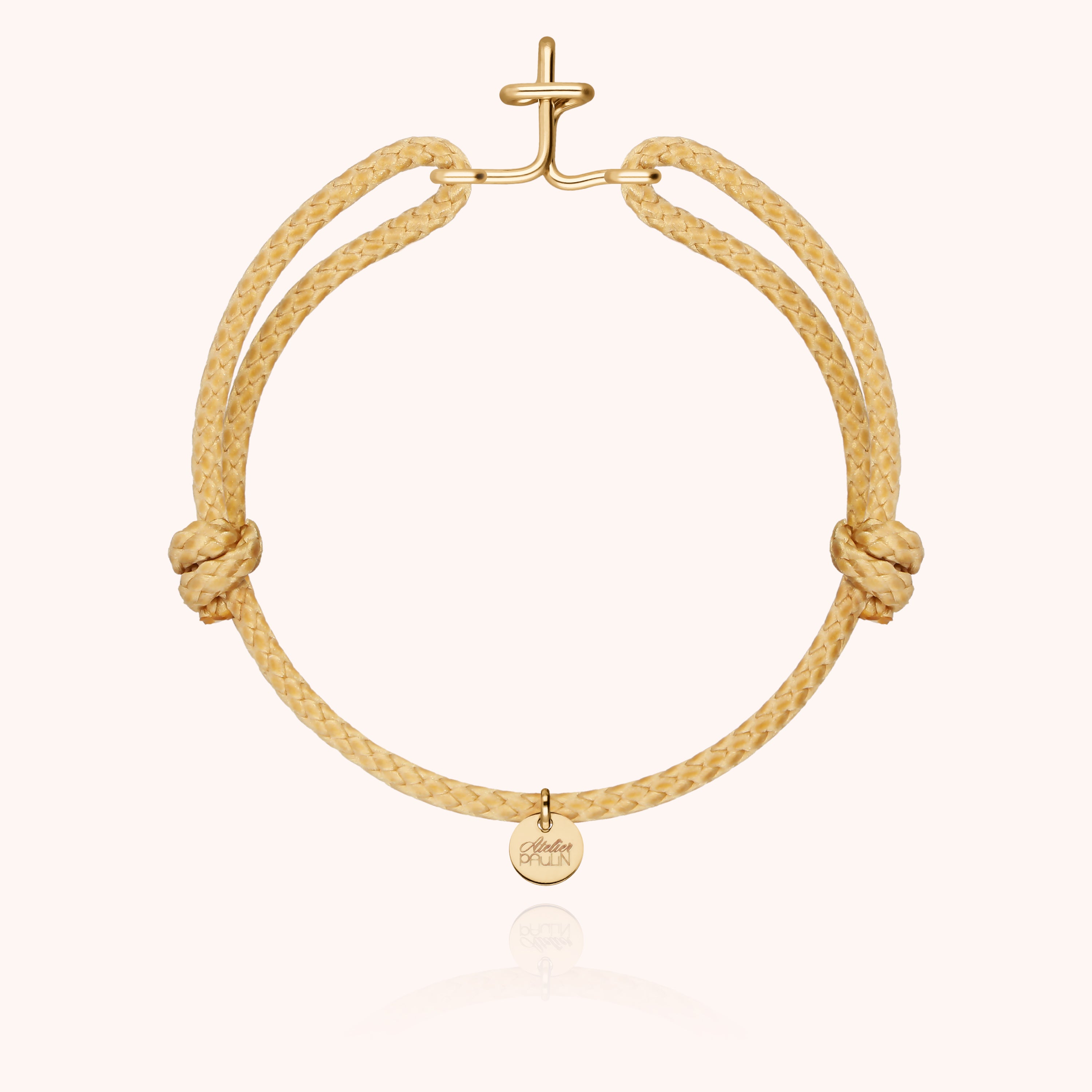 Bracciale Cordino Cerato Iniziale Uomo - oro giallo laminato