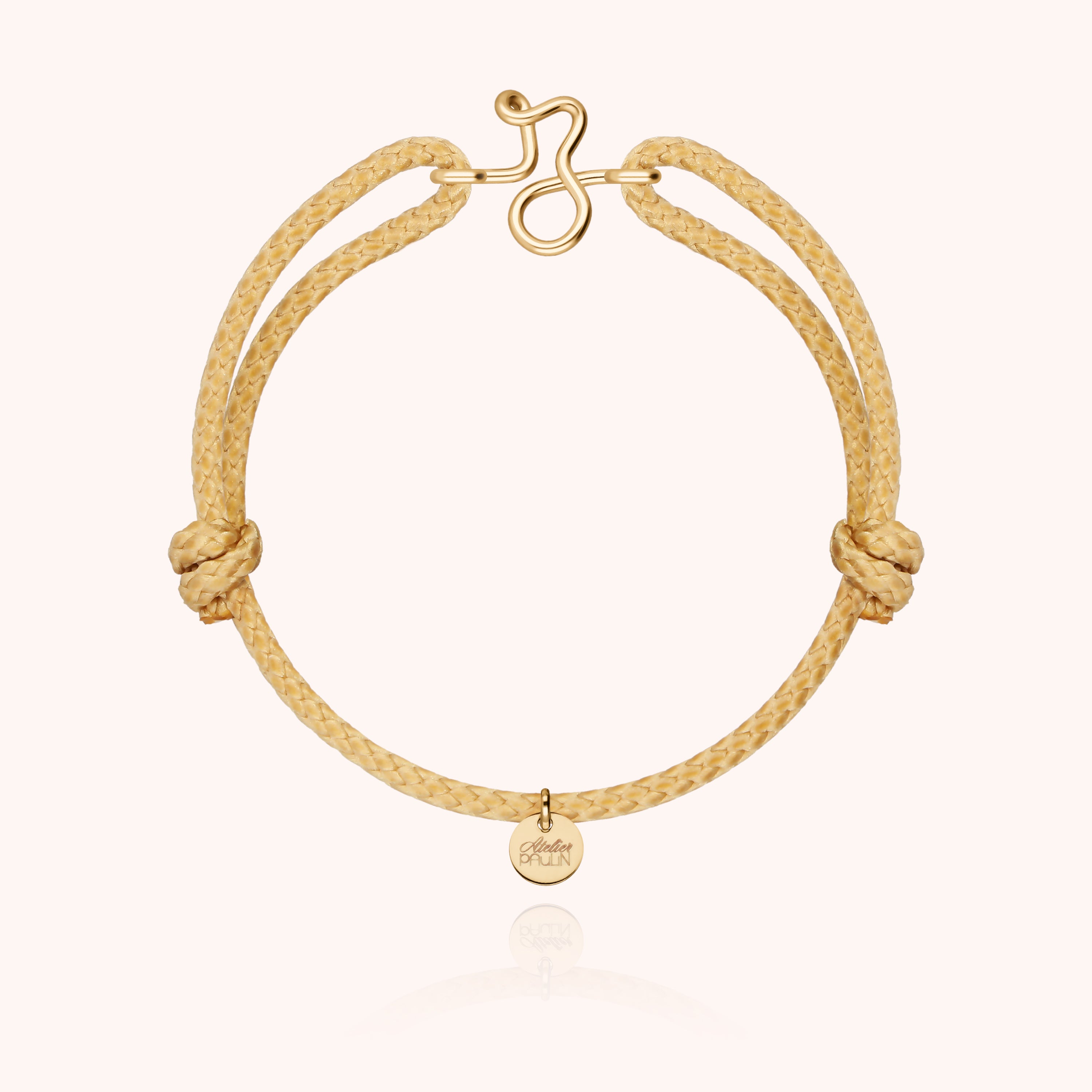 Bracciale Cordino Cerato Iniziale Uomo - oro giallo laminato