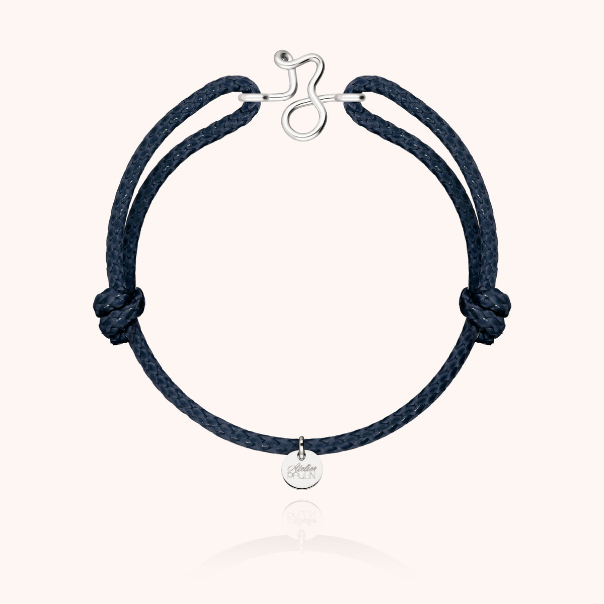 Armband Wachskordel Initiale für Herren „Z" aus 925 Sterlingsilber, marineblaue Kordel