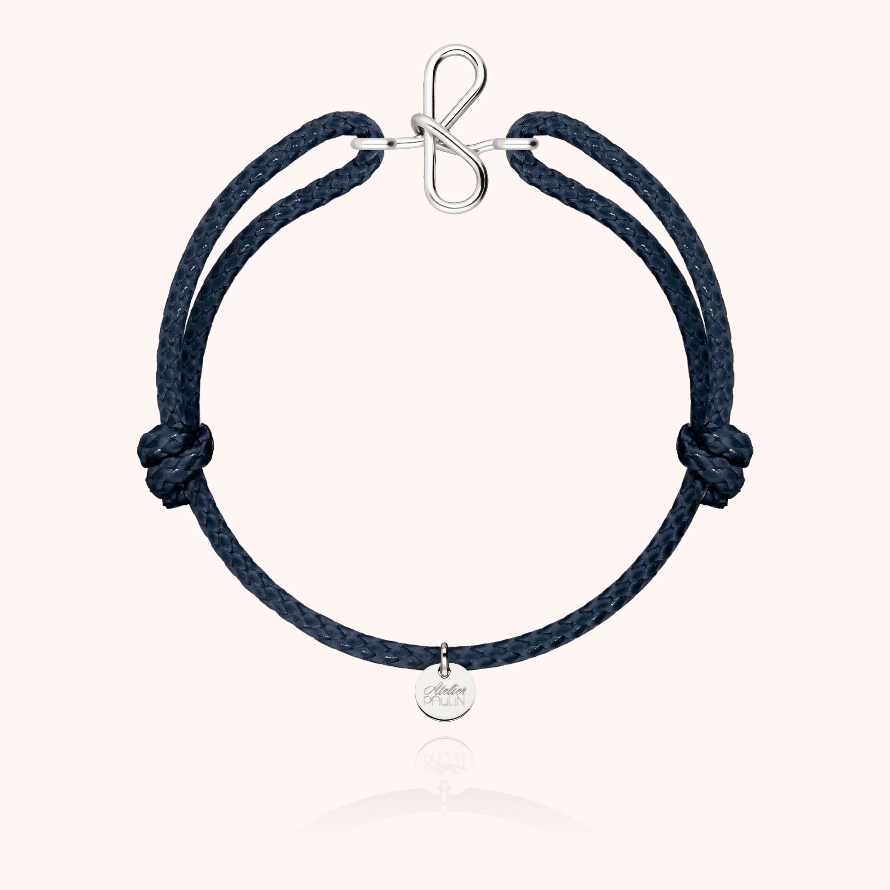 Bracelet Cordon Ciré Initiale Homme - argent