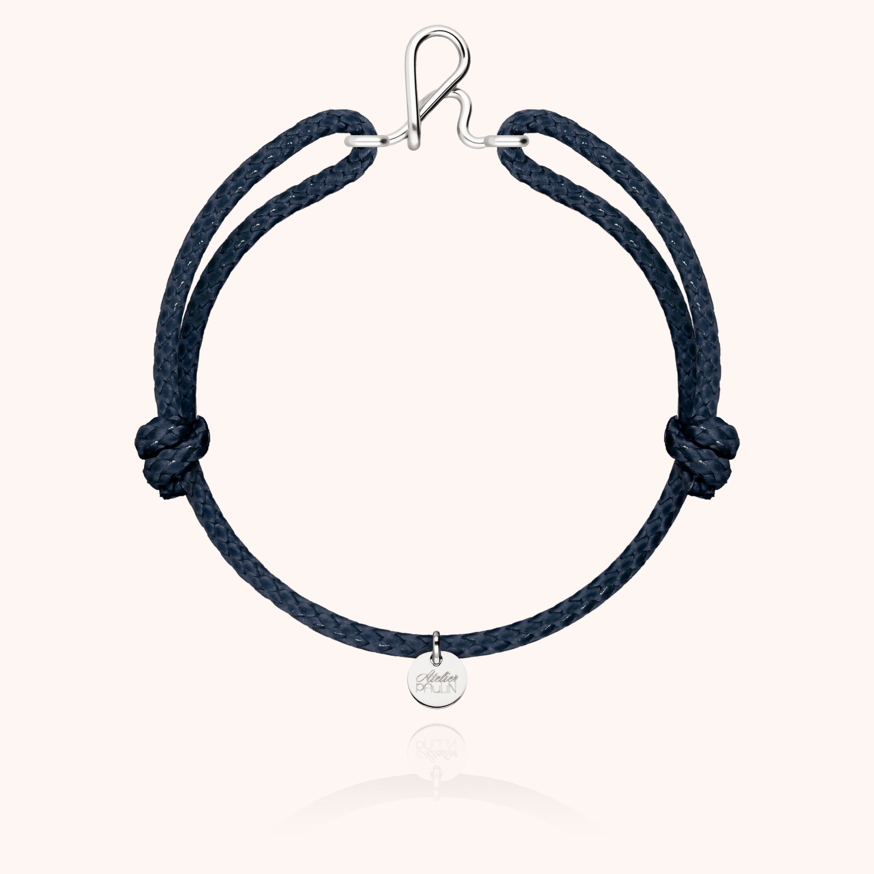 Bracelet Cordon Ciré Initiale Homme - argent