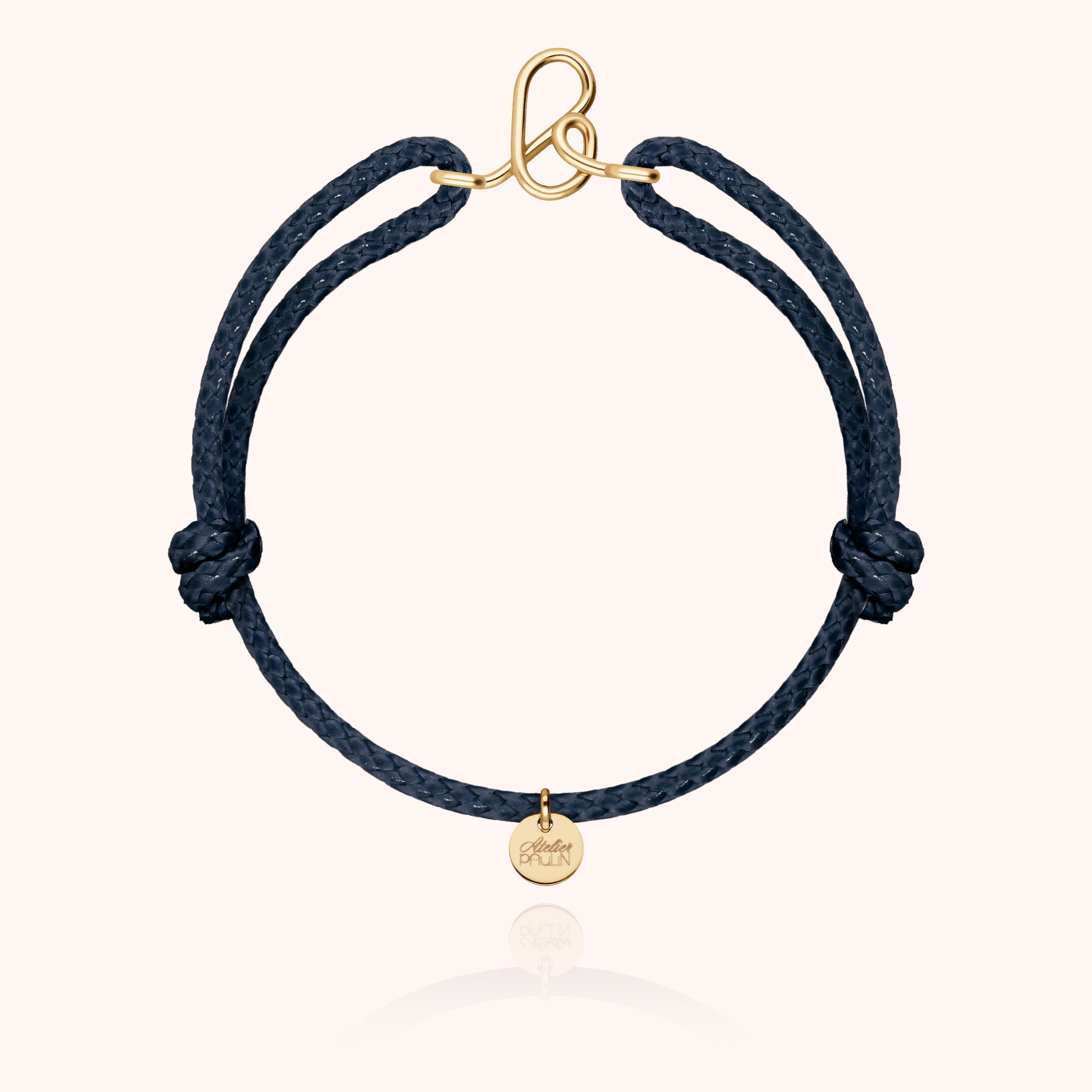 Bracelet Cordon Ciré Initiale Homme - or jaune laminé