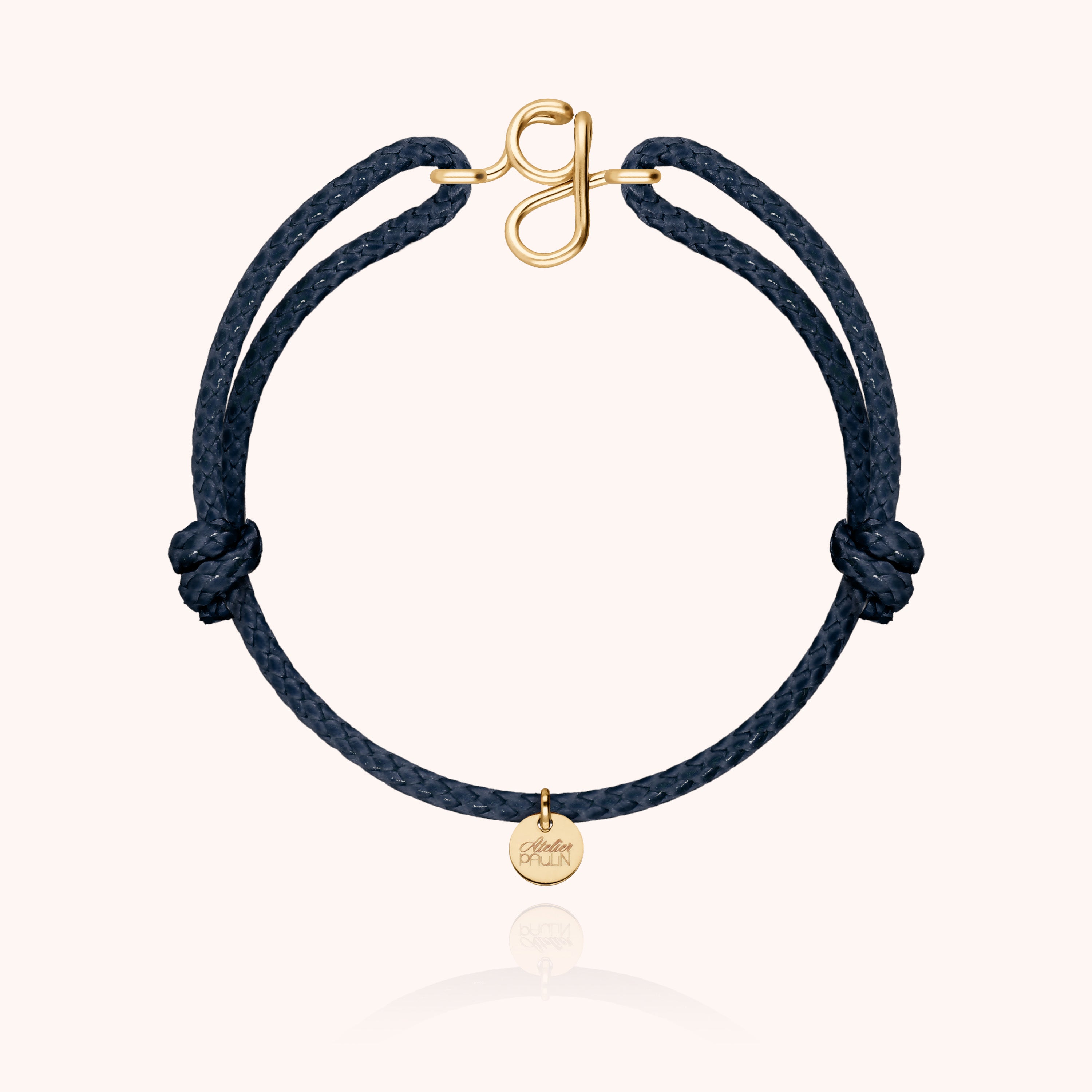 Bracelet Cordon Ciré Initiale Homme - or jaune laminé