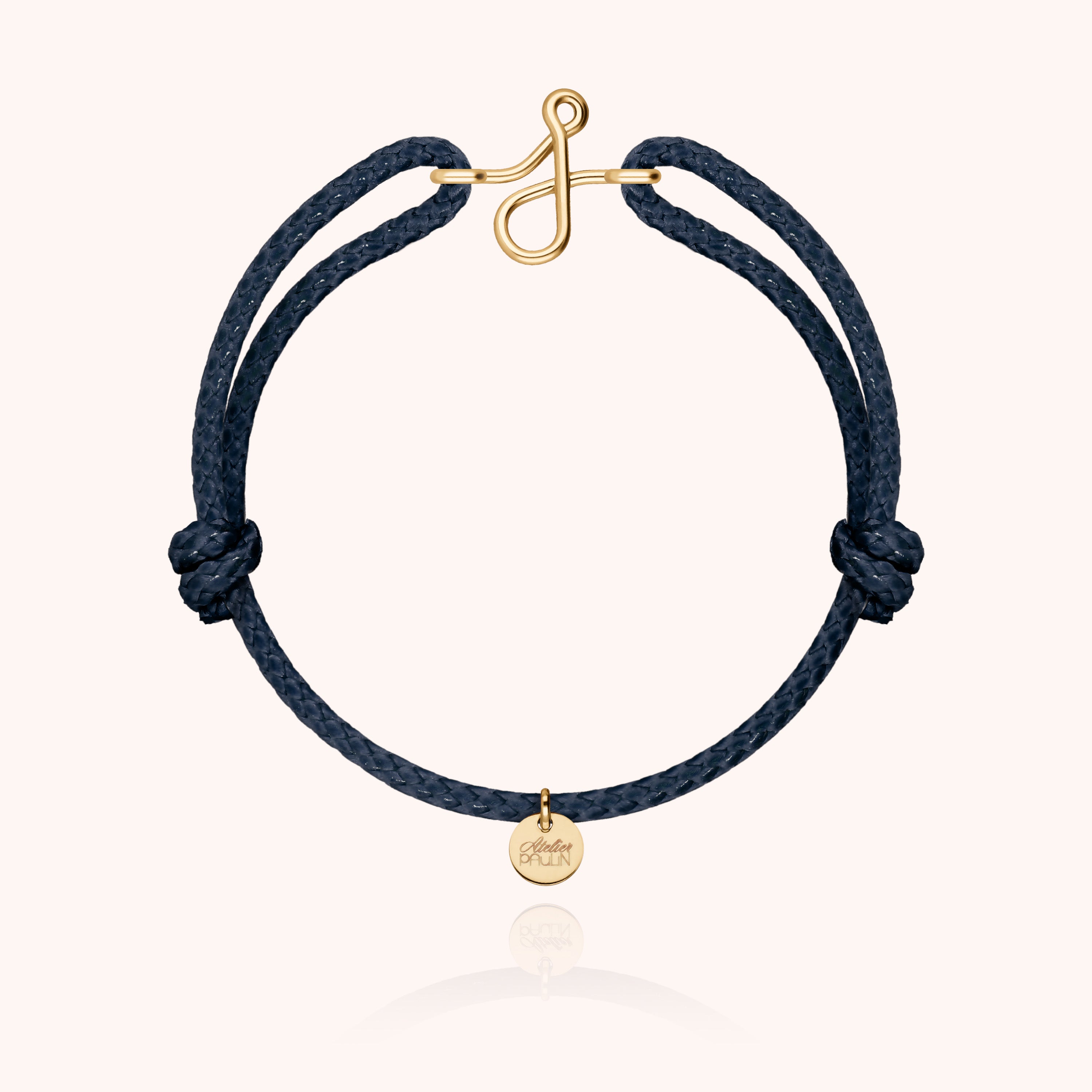 Bracelet Cordon Ciré Initiale Homme - or jaune laminé