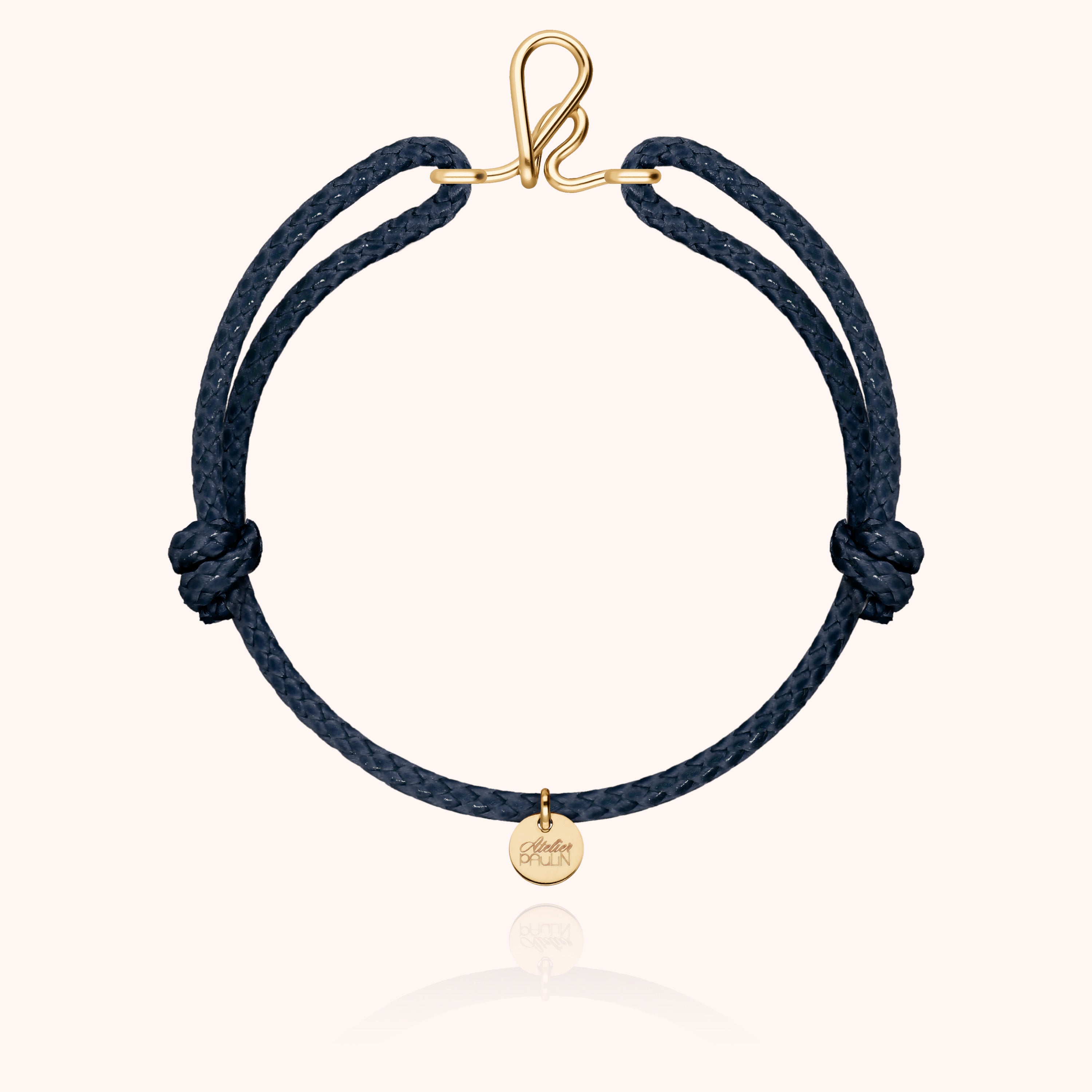 Bracelet Cordon Ciré Initiale Homme - or jaune laminé