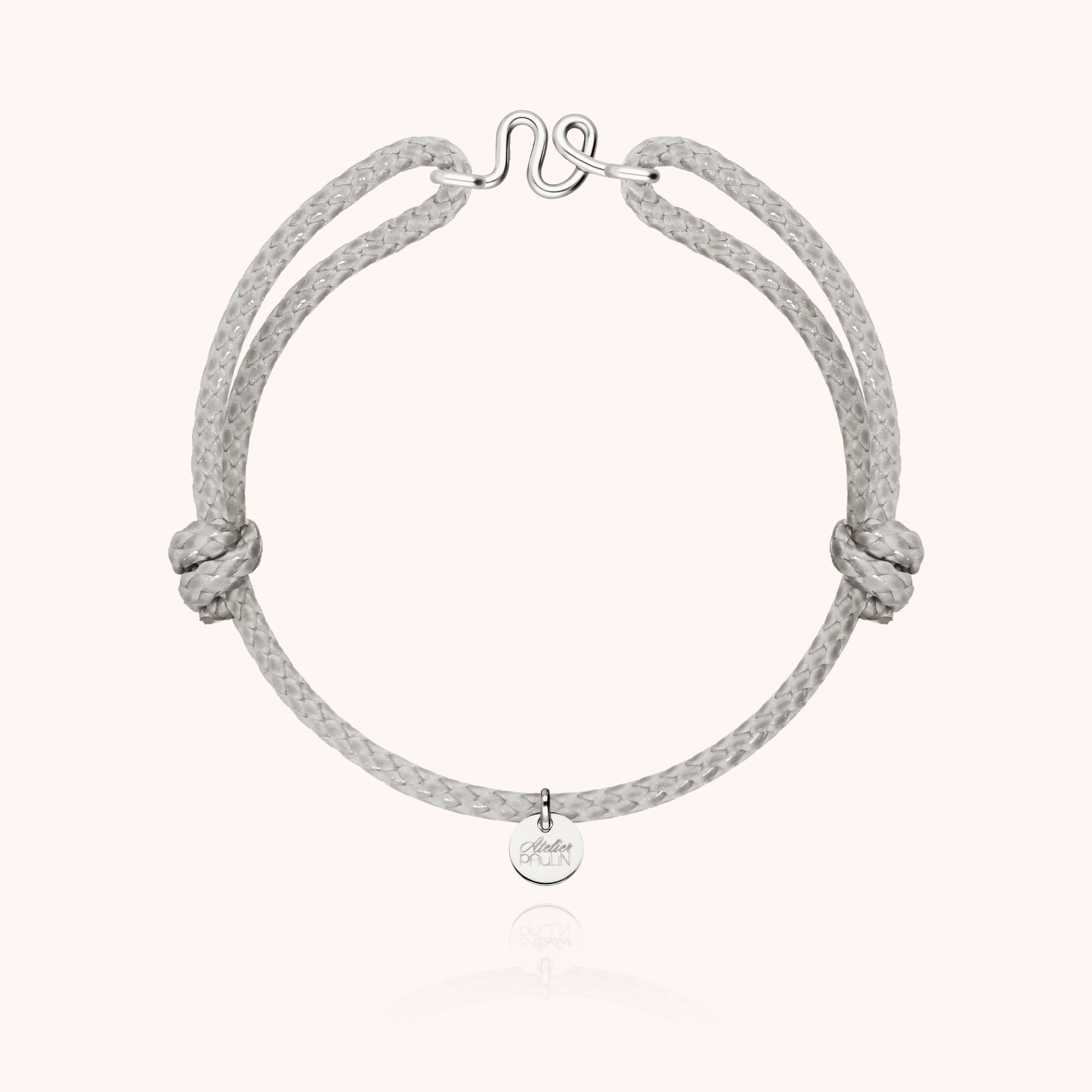 Bracelet Cordon Ciré Initiale Homme - argent