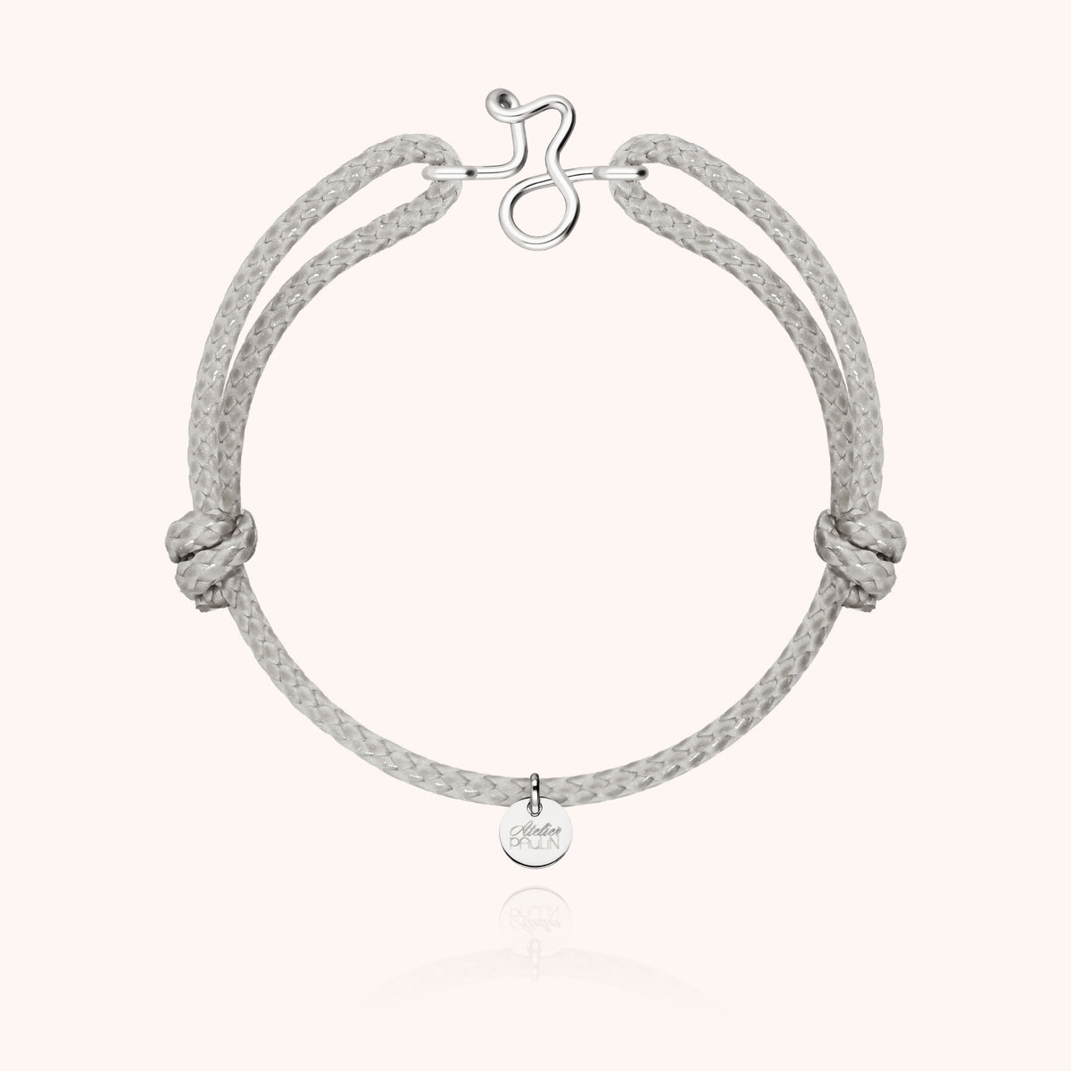 Armband Wachskordel Initiale für Herren „Z" aus 925 Sterlingsilber, graue Kordel