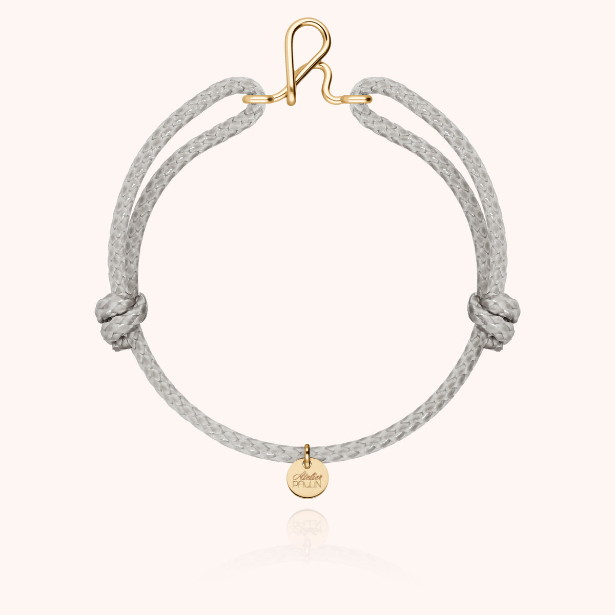 Bracciale Cordino Cerato Iniziale Uomo « H » in filo d'oro giallo laminato 14k, cordino grigio