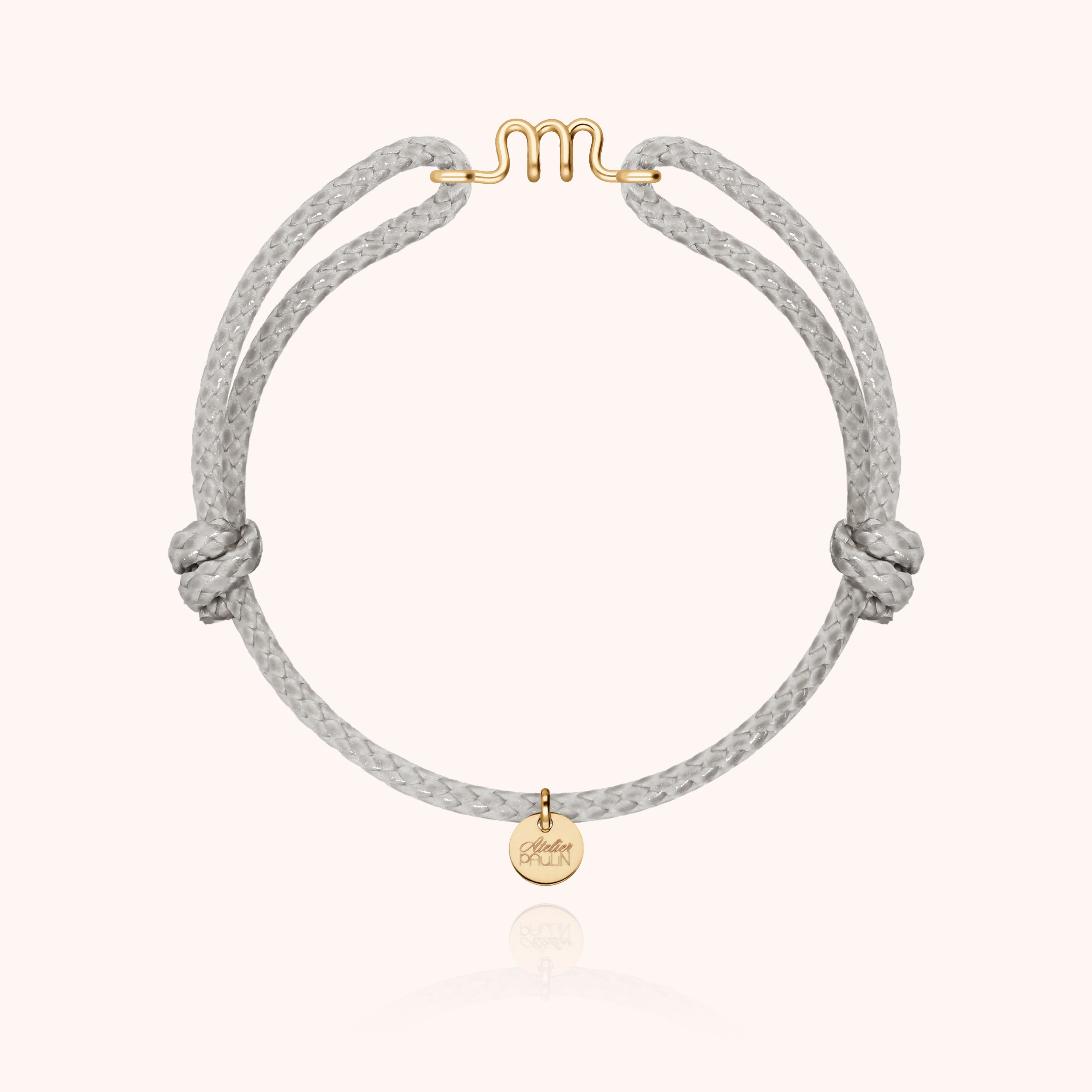 Bracciale Cordino Cerato Iniziale Uomo - oro giallo laminato