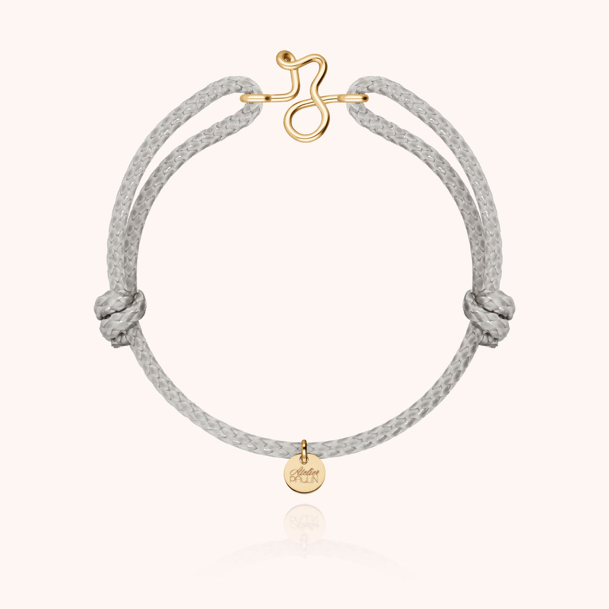Bracciale Cordino Cerato Iniziale Uomo « Z » in filo d'oro giallo laminato 14k, cordino grigio