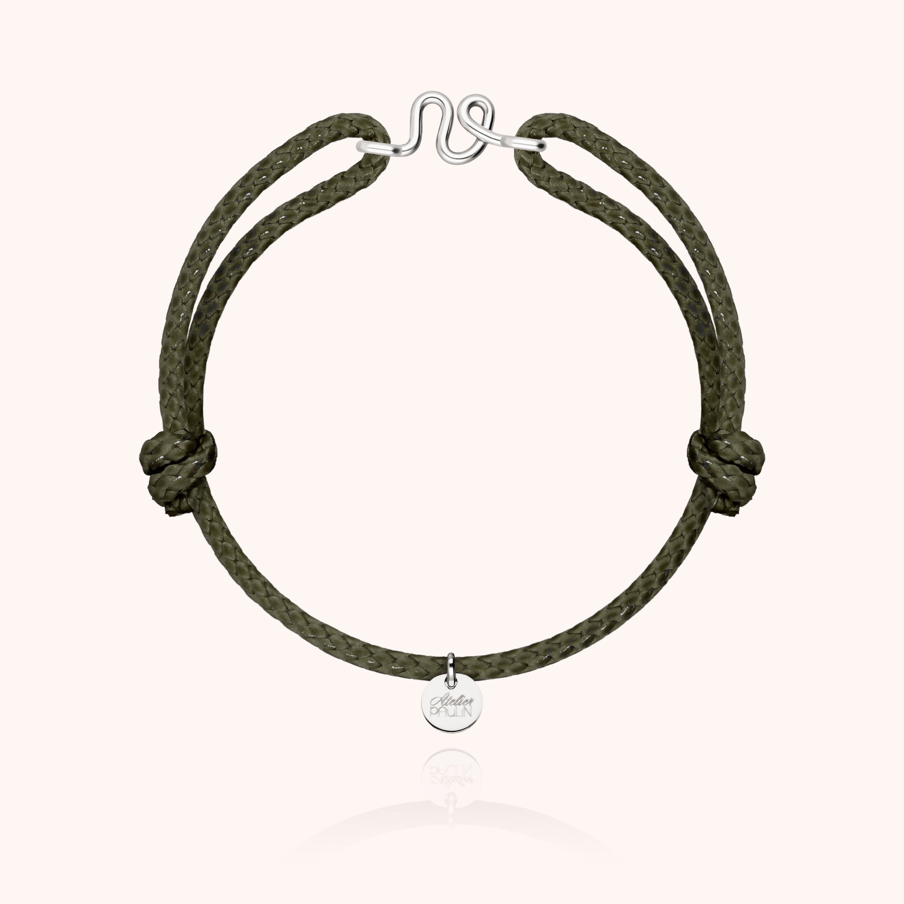 Bracelet Cordon Ciré Initiale Homme - argent