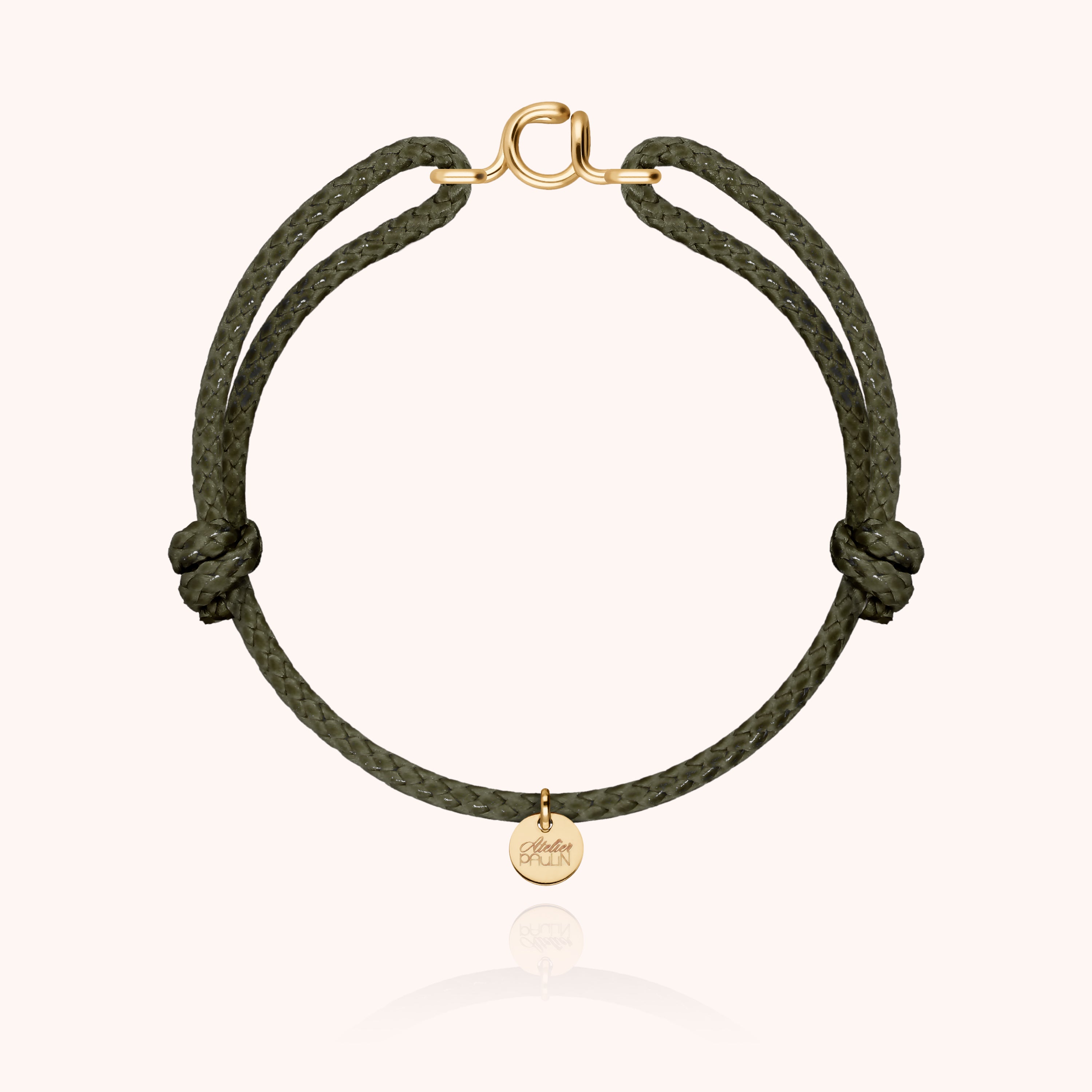 Bracelet Cordon Ciré Initiale Homme - or jaune laminé