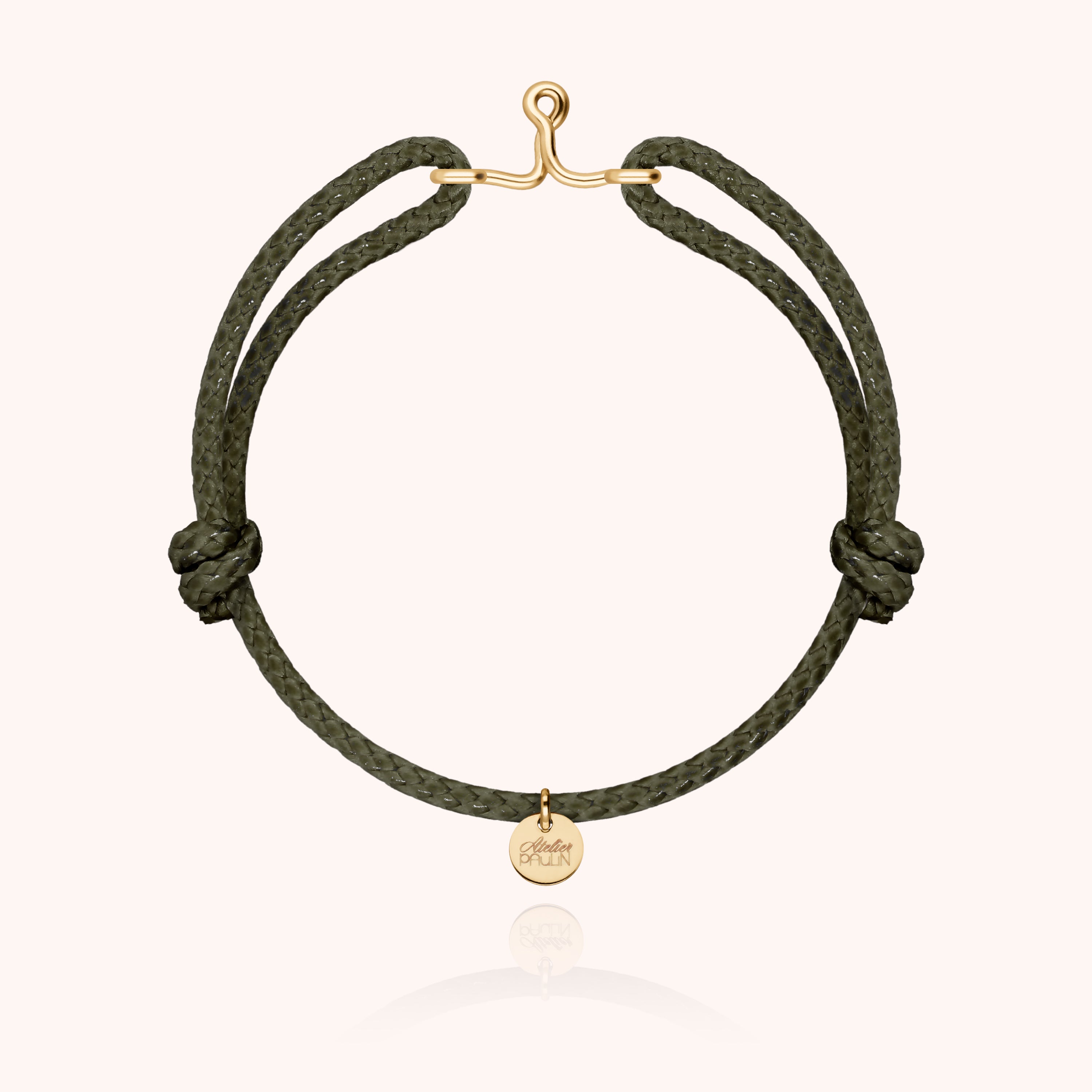 Bracelet Cordon Ciré Initiale Homme - or jaune laminé