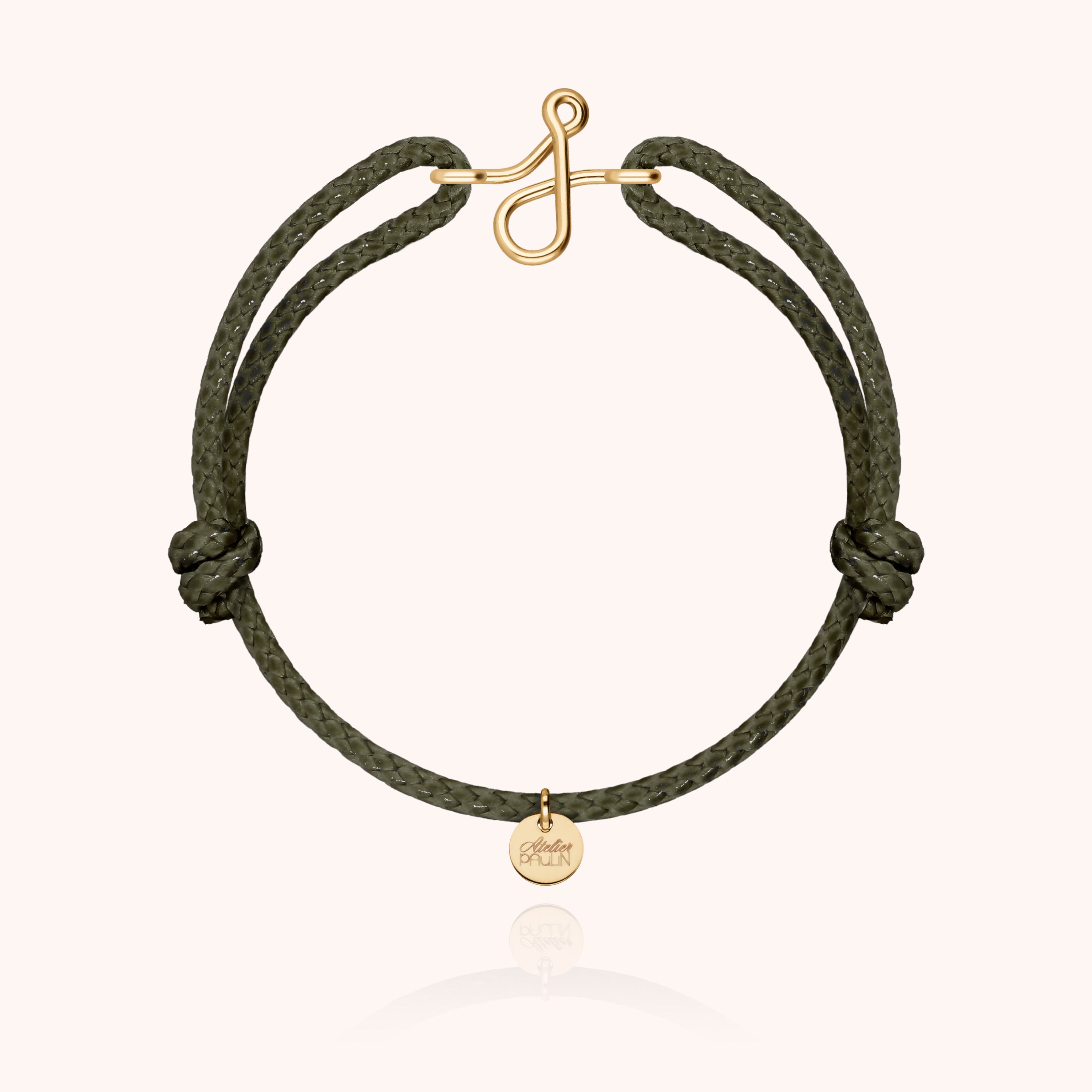 Bracelet Cordon Ciré Initiale Homme - or jaune laminé