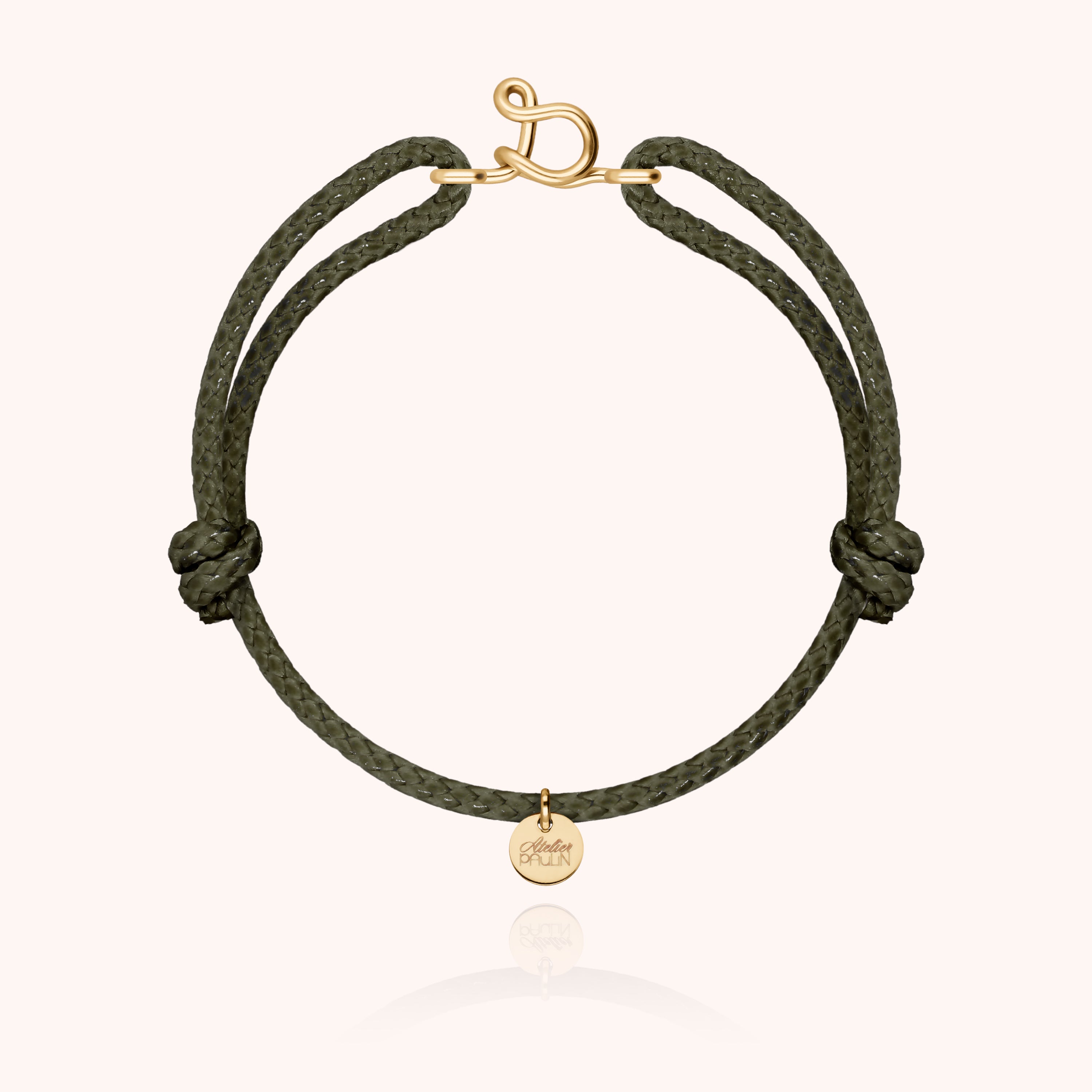 Bracelet Cordon Ciré Initiale Homme - or jaune laminé