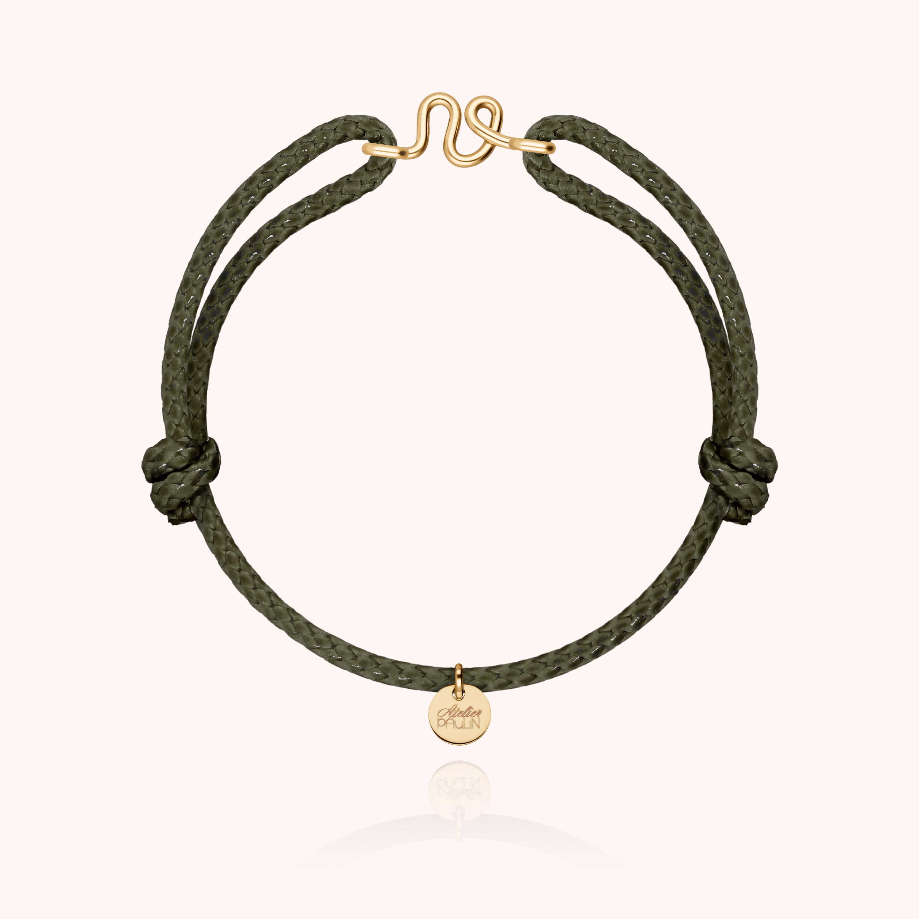 Bracelet Cordon Ciré Initiale Homme - or jaune laminé