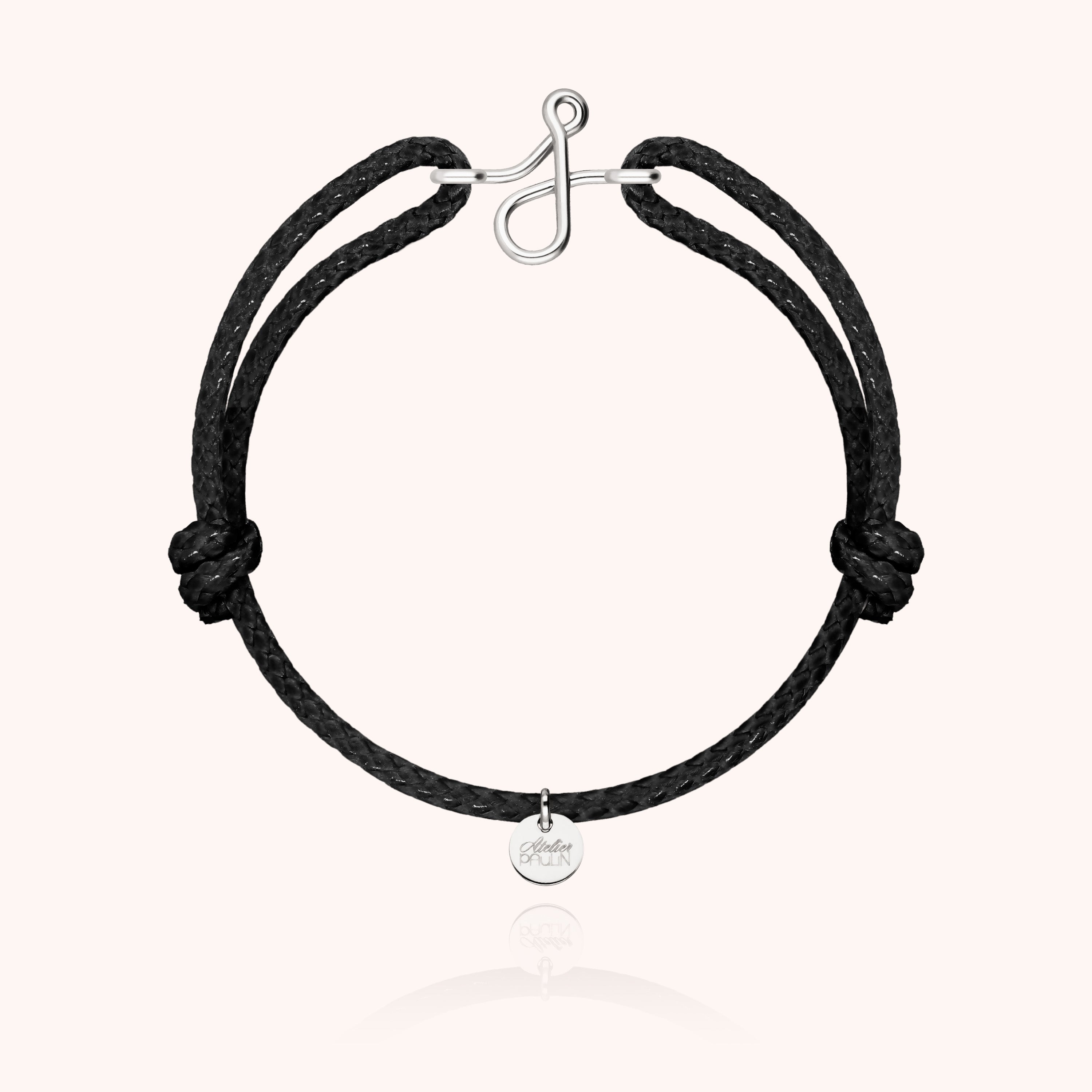 Bracelet Cordon Ciré Initiale Homme - argent