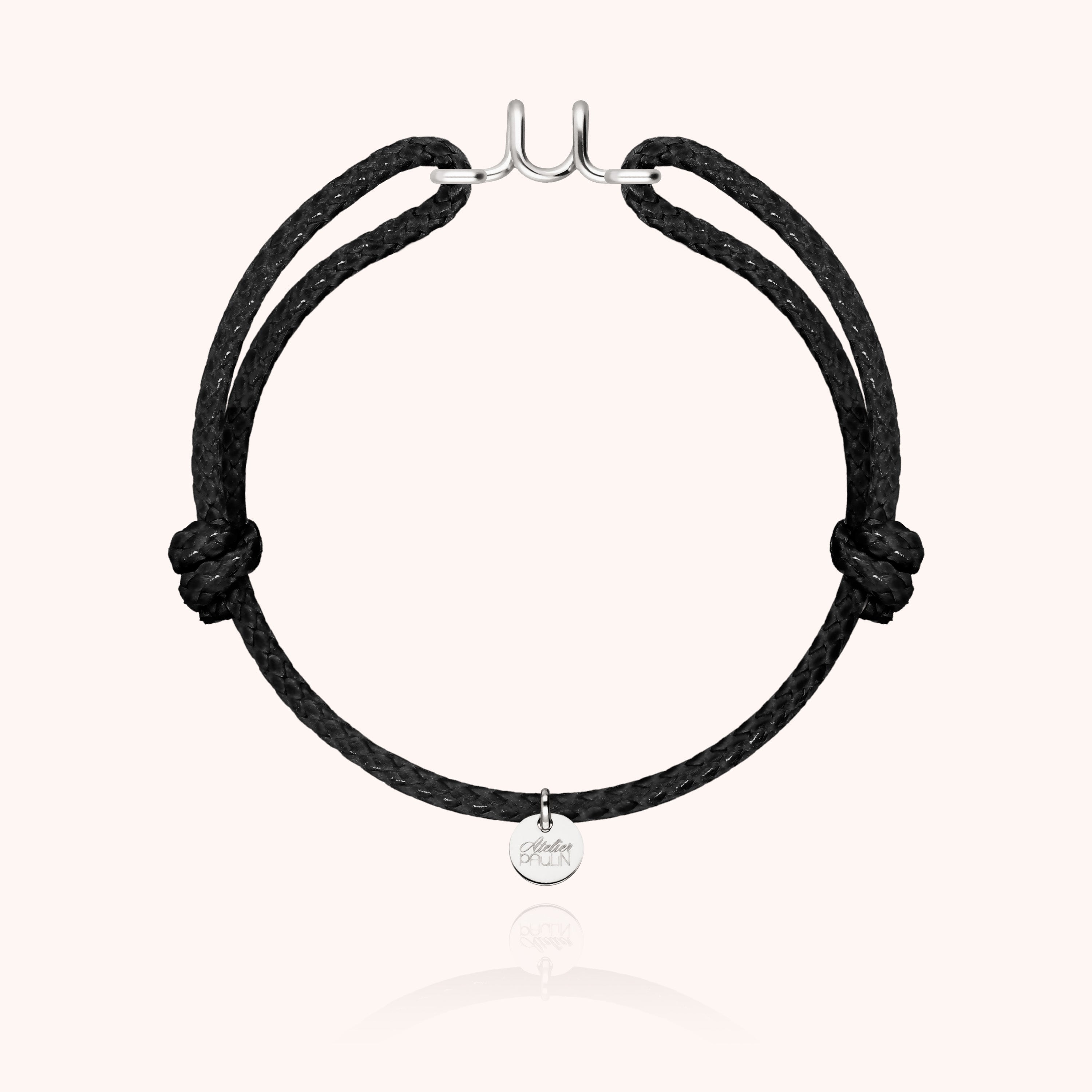 Bracelet Cordon Ciré Initiale Homme - argent
